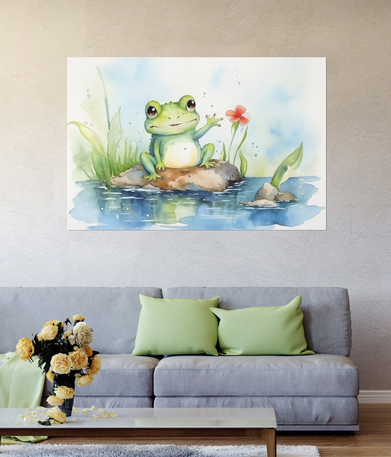 Wallario Poster, Frosch in Aquarell, in günstig online kaufen