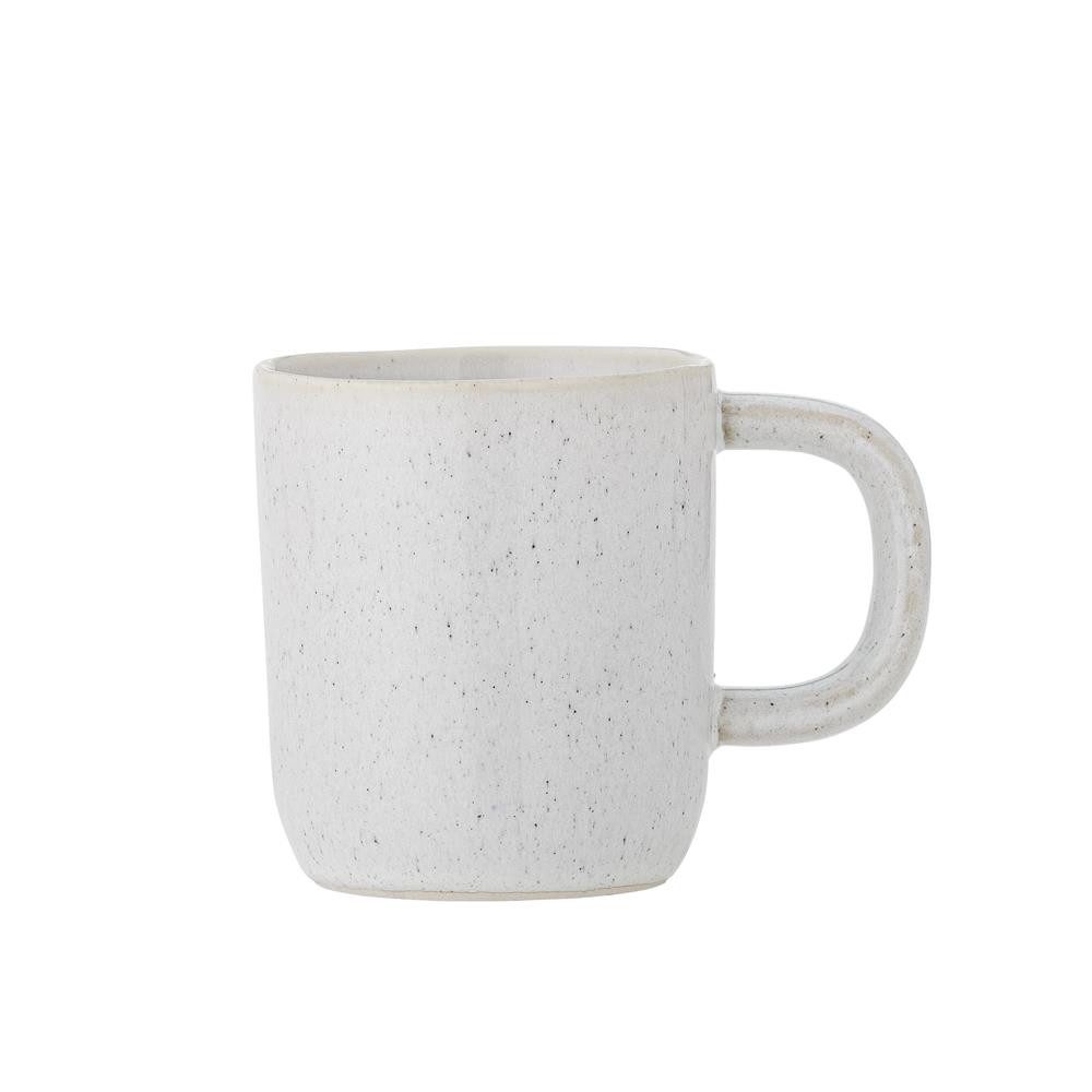 Bloomingville Tasse Addison Weiß, Steingut, D8xH9 cm, Steingut, Kaffeebecher, Marmorierte Glasur, Gesprenkelt Elegant Frühstückstasse