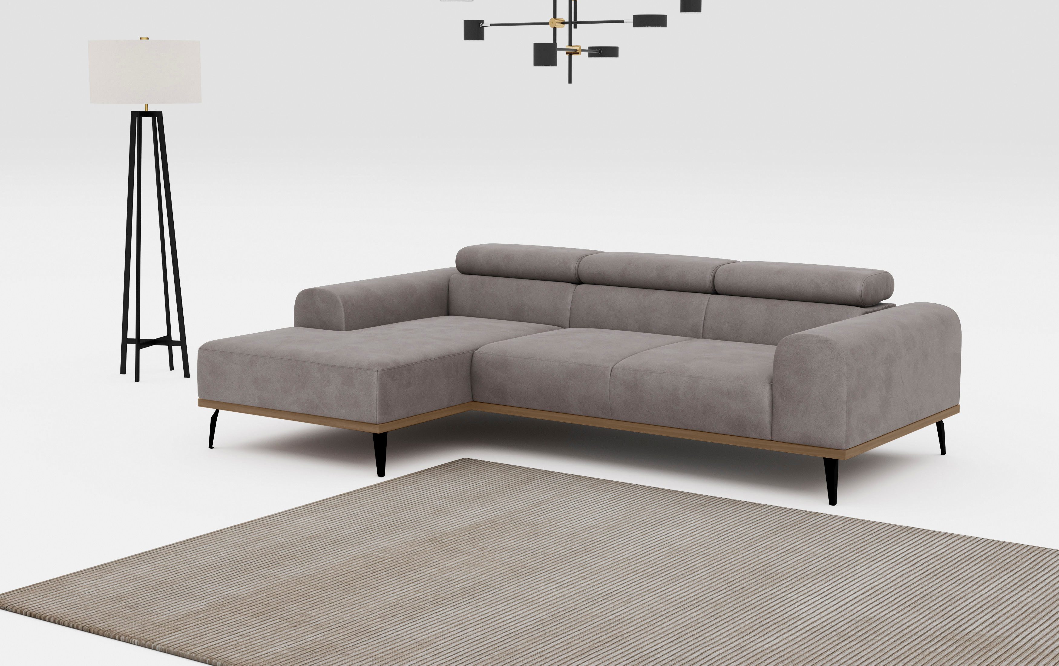 Home affaire Ecksofa "Carlo L-Form" mit Kopfteilverstellung & Holz-Rahmenop günstig online kaufen