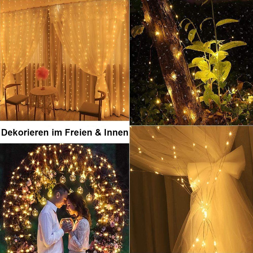 300LED Warmes Heimdekoration Vorhang Weiß LED-Lichterkette Sunicol Party Lichterketten,Hochzeit Weihnachten