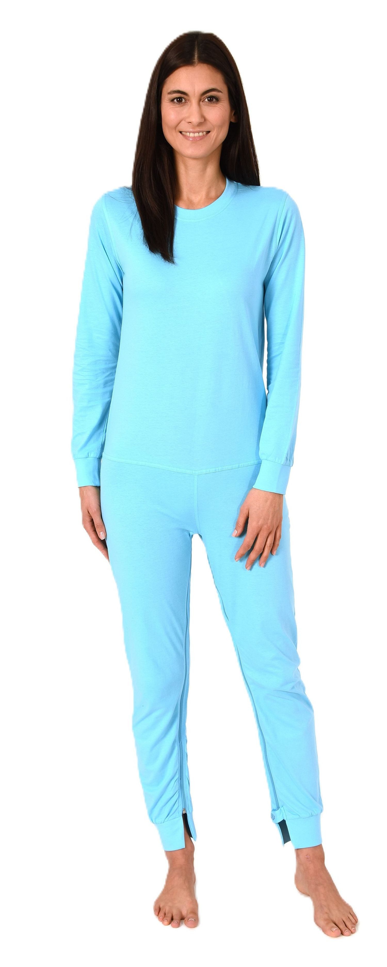 Normann Care Pyjama Damen Pflegeoverall langarm mit Reißverschluss am ...