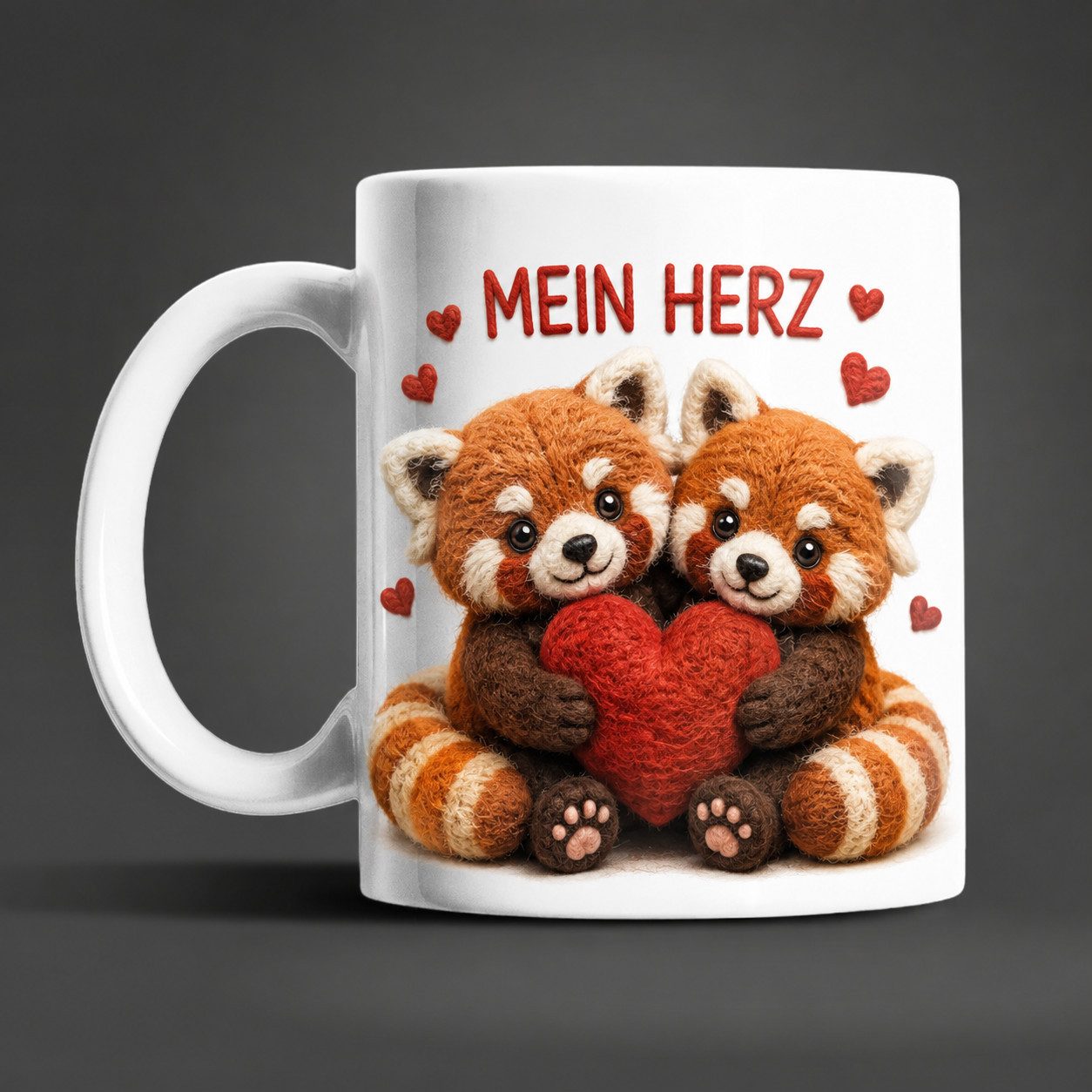 WS-Trend Tasse Liebestasse Tiermotiv - Kaffeetasse Geschenk fuer Partner 330 ml weiss, Keramik