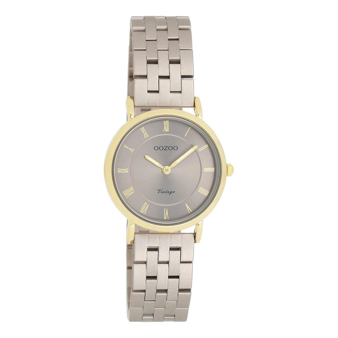 Quarzuhr Vintage Damenuhr C20375 IP-Gold Edelstahlband Taupe 28 mm
