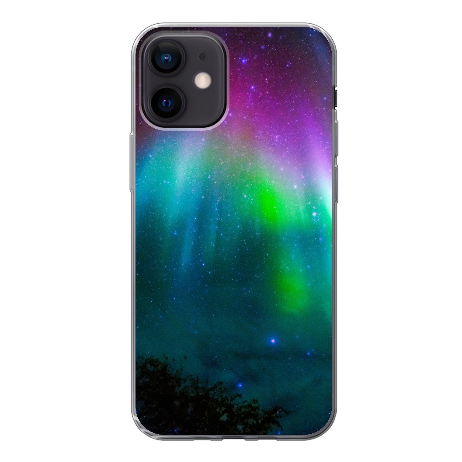 Handyhülle für Apple iPhone 12 Nordlichter - Sternenhimmel - Farben