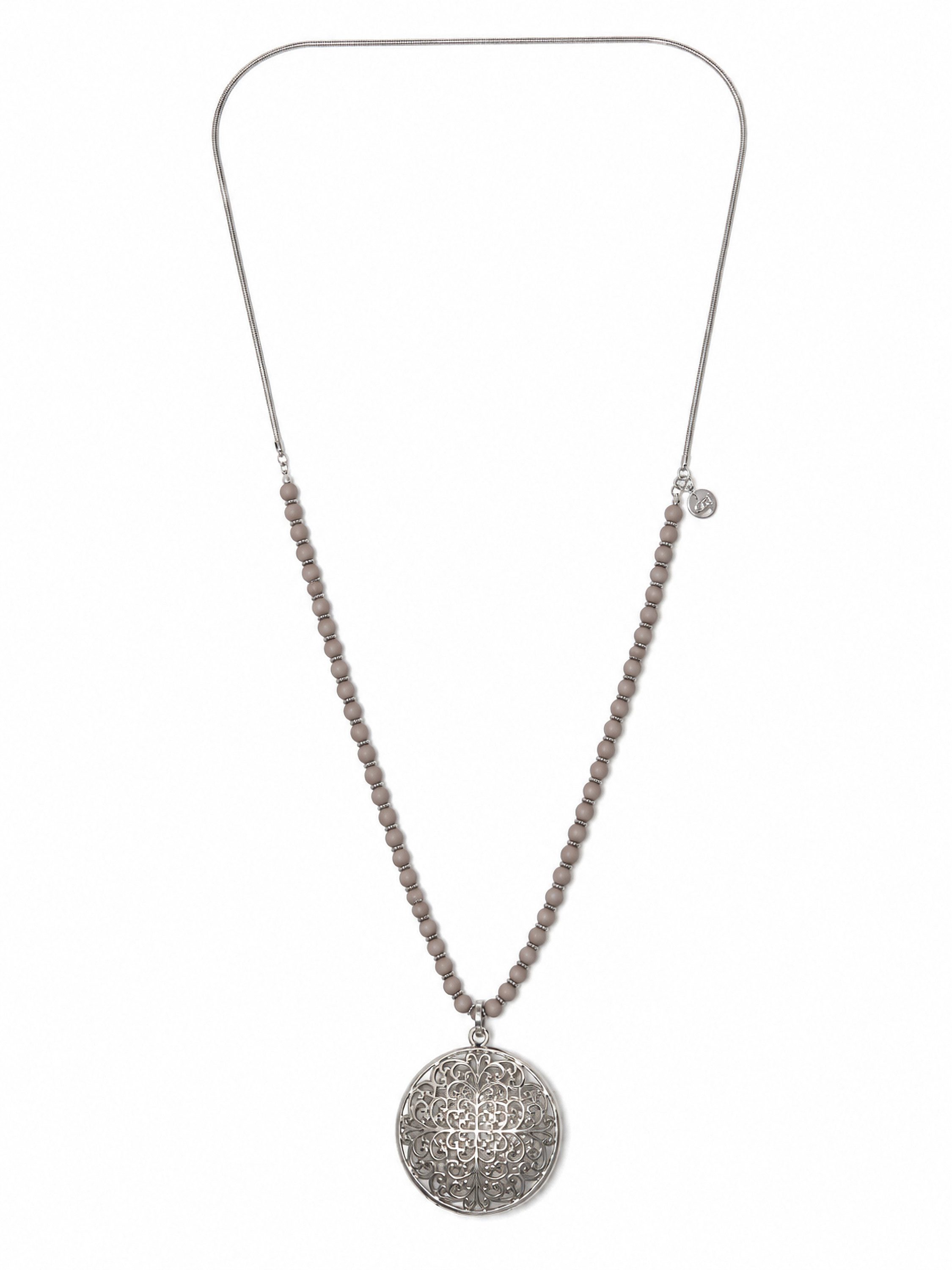 COLLEZIONE ALESSANDRO Lange Kette Vicky, ziselierter und bombierter Anhänger