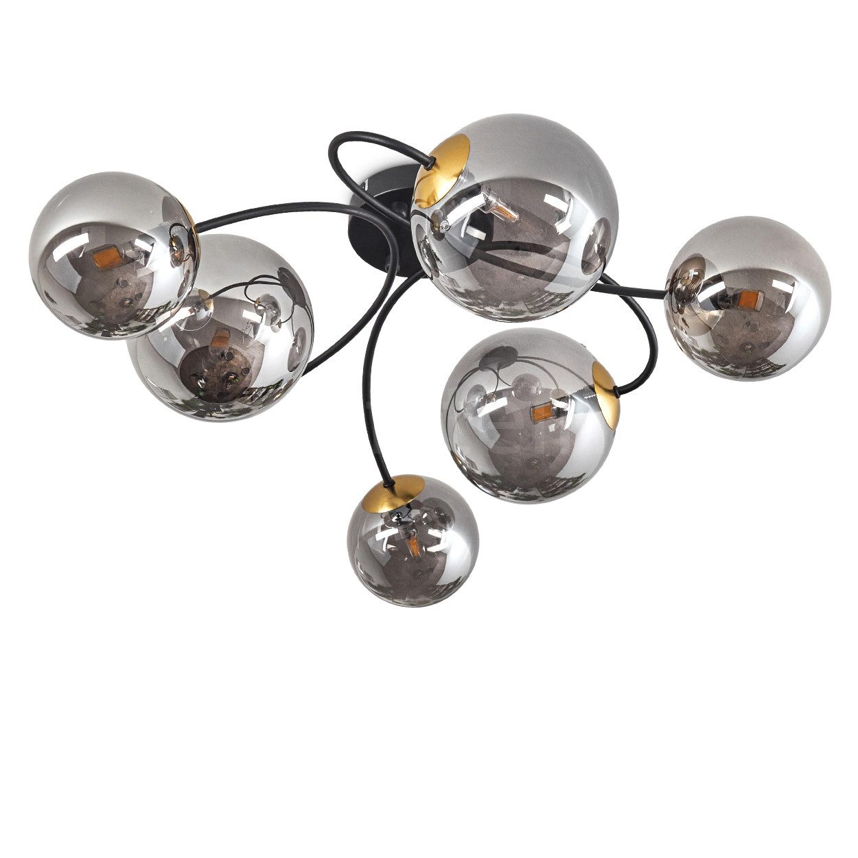 hofstein Deckenleuchte Deckenlampe aus Metall/Glas in Schwarz/Goldfarben/Ra günstig online kaufen