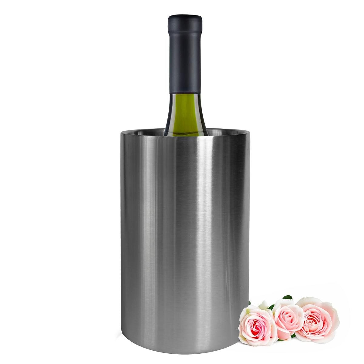Sendez Wein- und Sektkühler Doppelwandig Edelstahl Flaschenkühler Getränkekühler Weinkühler