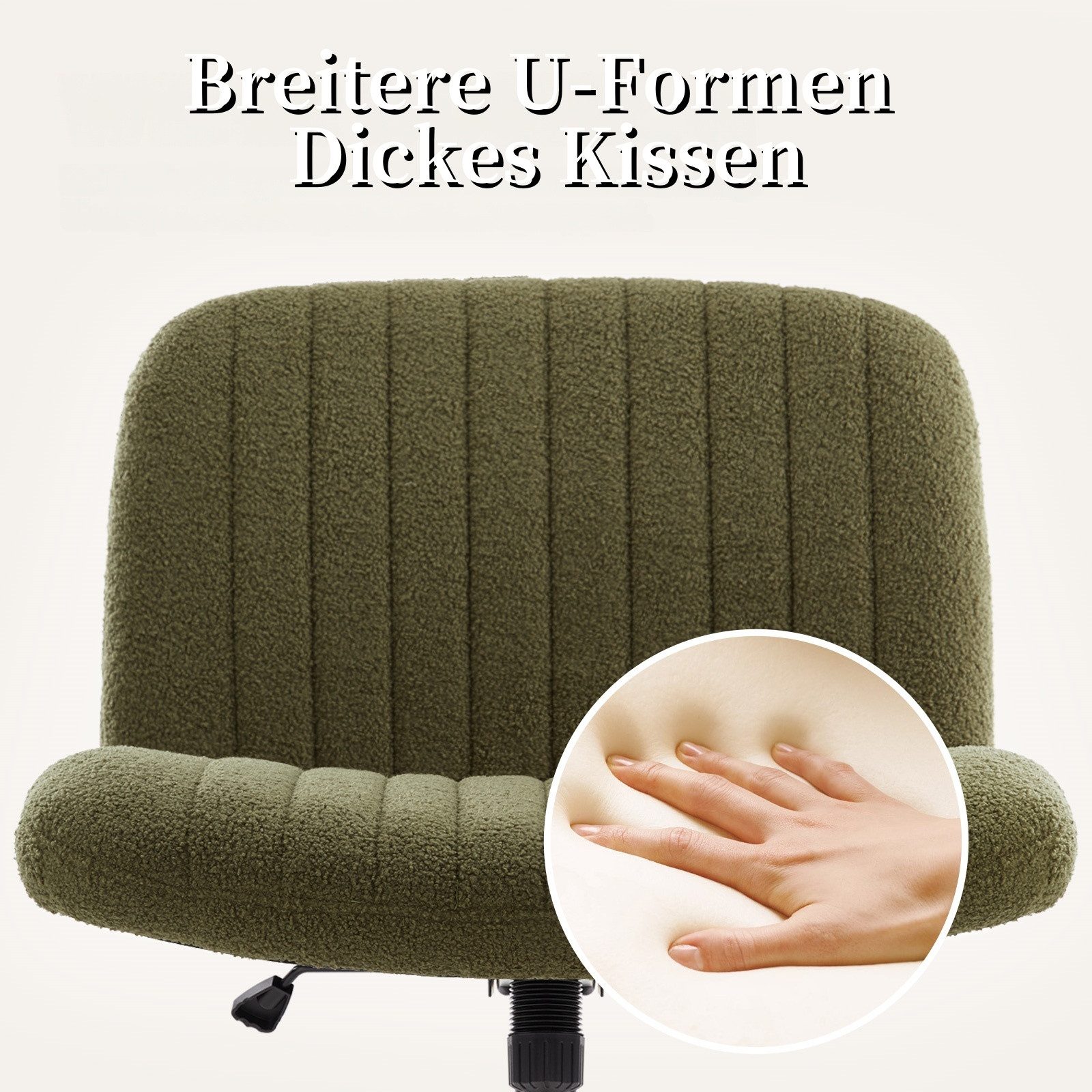 Intimate WM Heart Bürostuhl Ohne Armlehnen, Drehstuhl mit Rollen, Höhenverstellbar Schreibtischstuhl, Schminktisch Stuhl – Bild 4 von 5