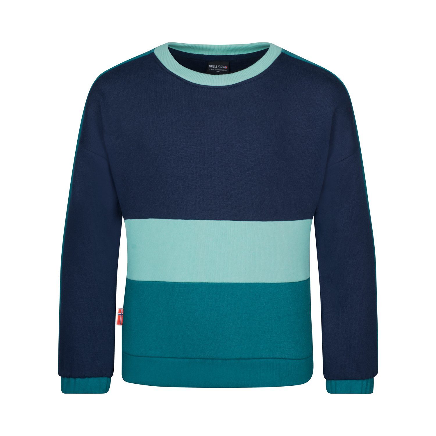 Verdal Sweatshirt Marine/Teal-Blau/Wasserblau TROLLKIDS Bio-Baumwolle