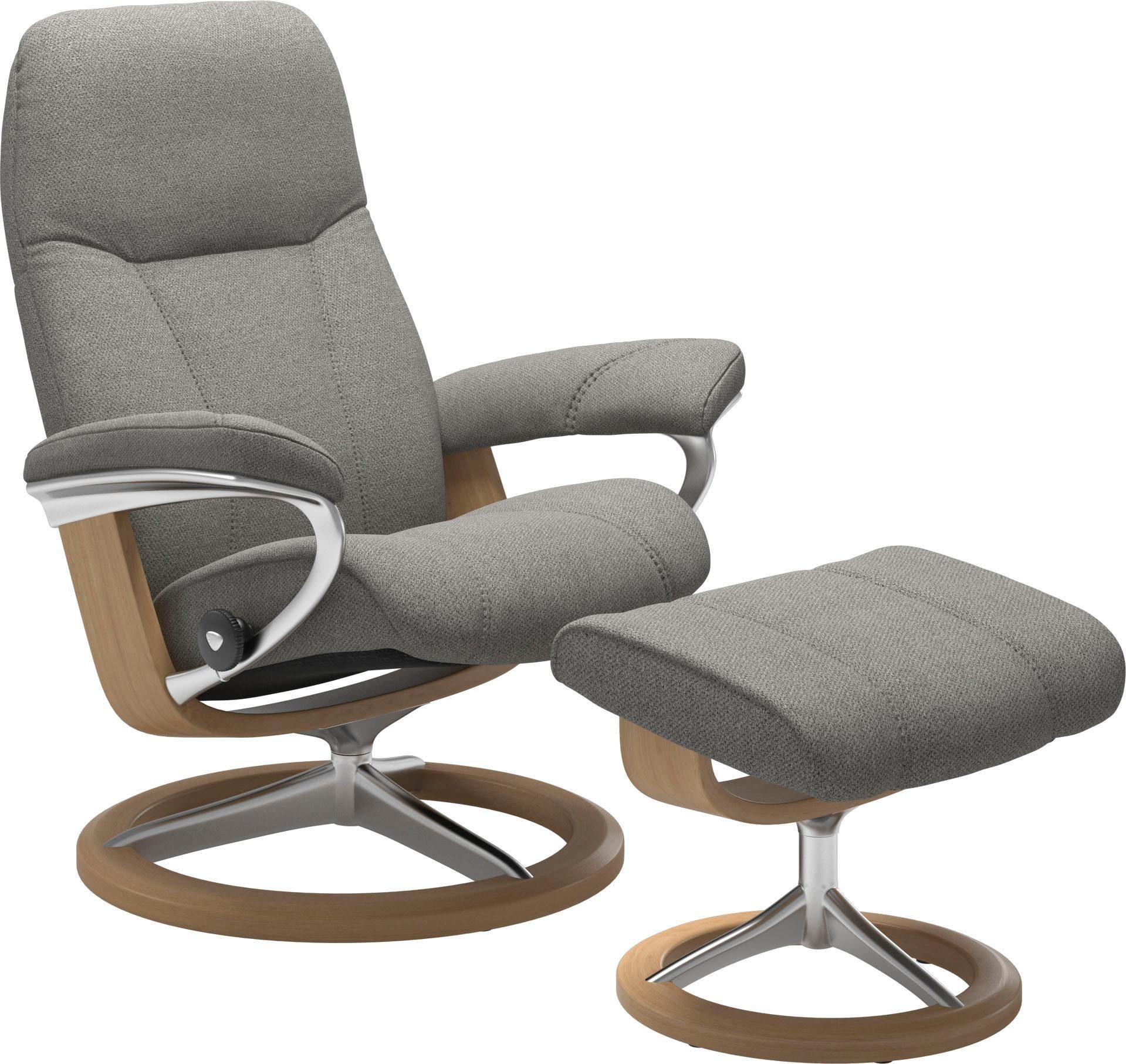 Stressless® Relaxsessel Consul Größe (Set, Gestell Relaxsessel Hocker, mit Base, mit mit Signature S, Eiche Hocker)