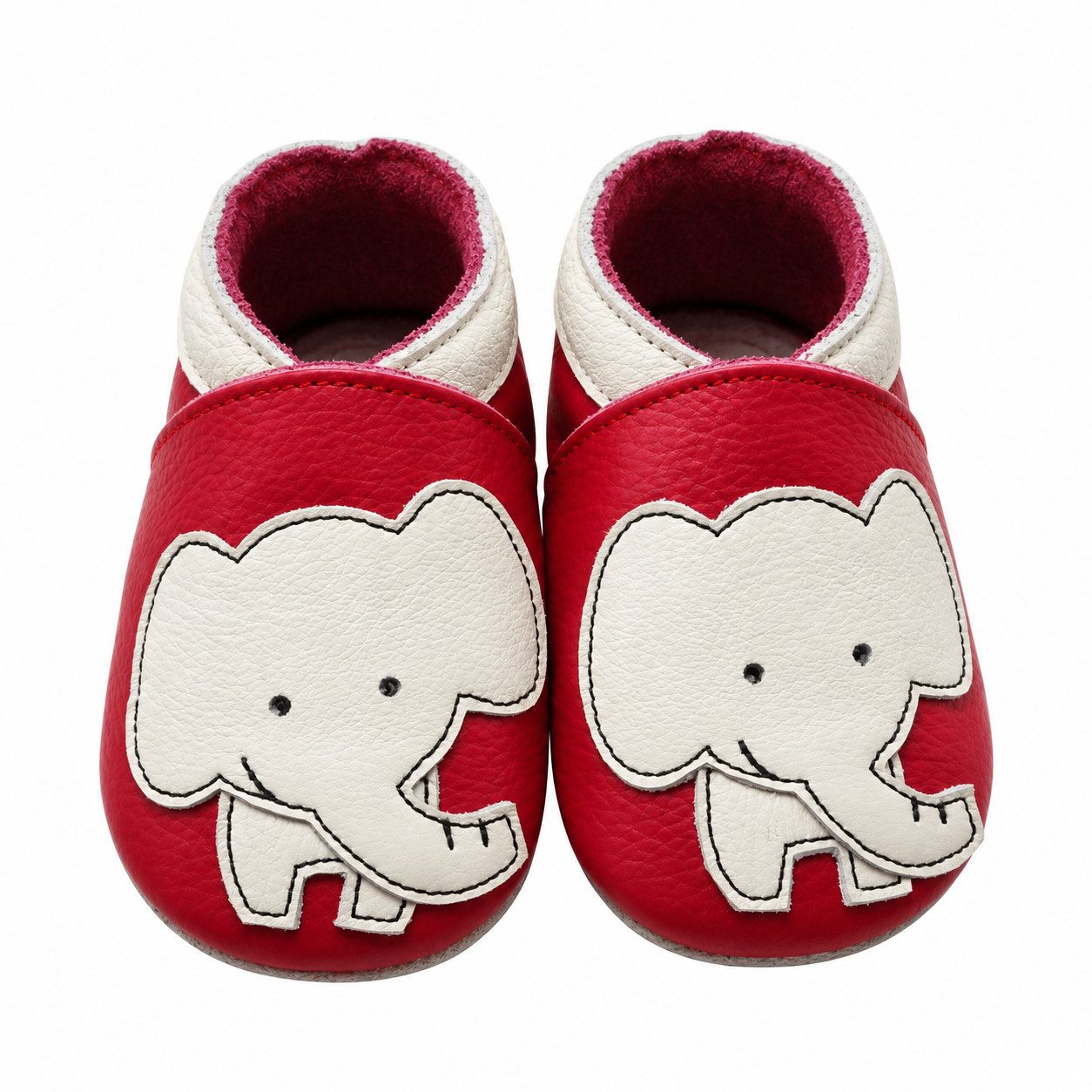 Yihakids Baby Krabbelschuhe Lauflernschuhe Hausschuhe Lederschuhe Elefant Rot Walkingschuh (100 % echtem Leder) Rutschfest atmungsaktiv