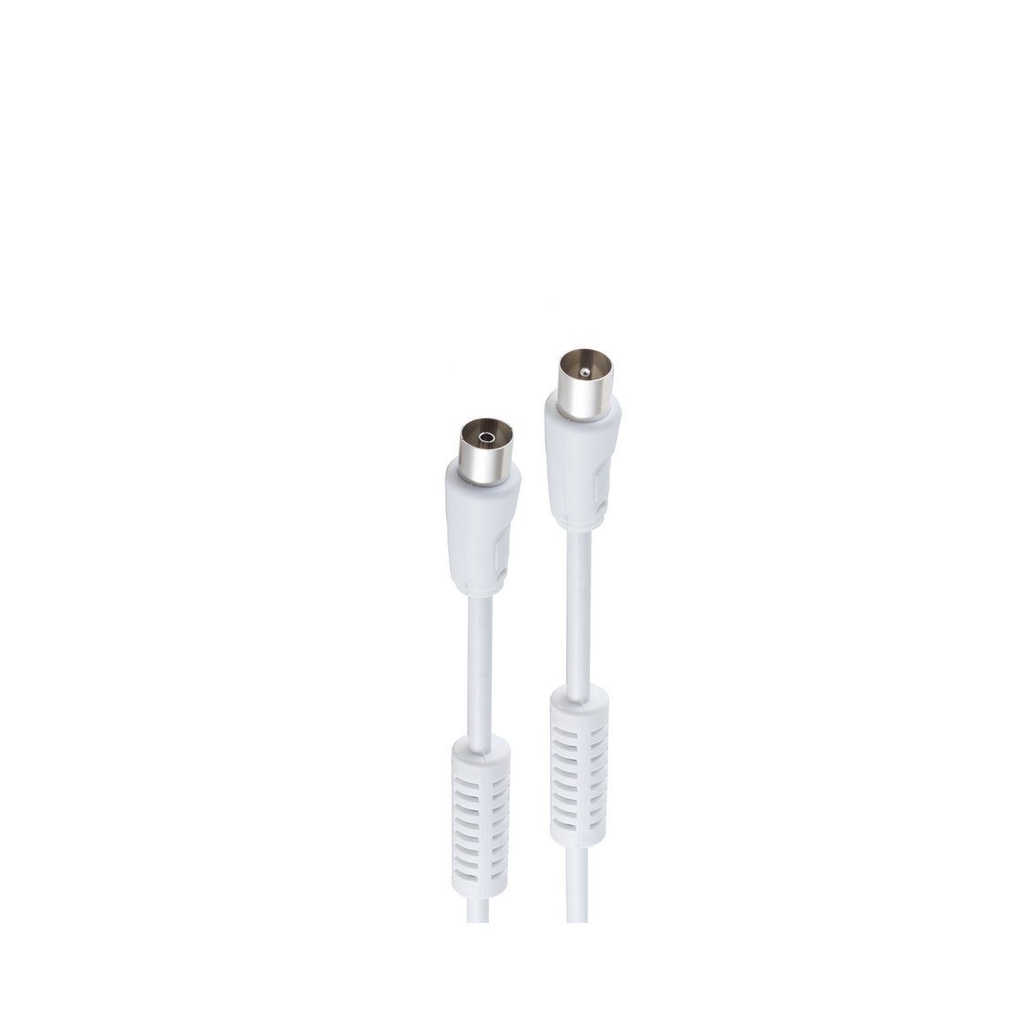 shiverpeaks® Koax-Kabelverbinder Antennenkabel mit Ferrit >100 dB weiß 1m | Kabelverbinder