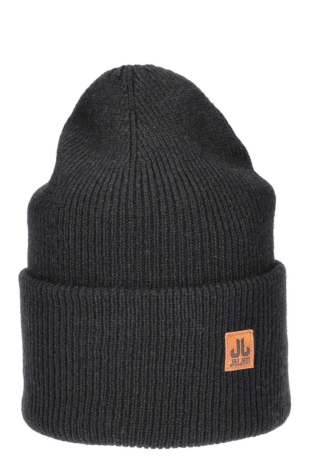 Jail Jam Strickmütze Moderne Unisex Wool Beanie "Spandau" mit hoher Krempe, doppellagig Black