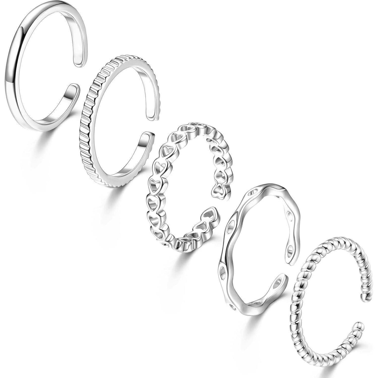 LuxusKollektion Ring-Set Damenring 5er Gold 14K verstellbar stapelbar offen günstig online kaufen