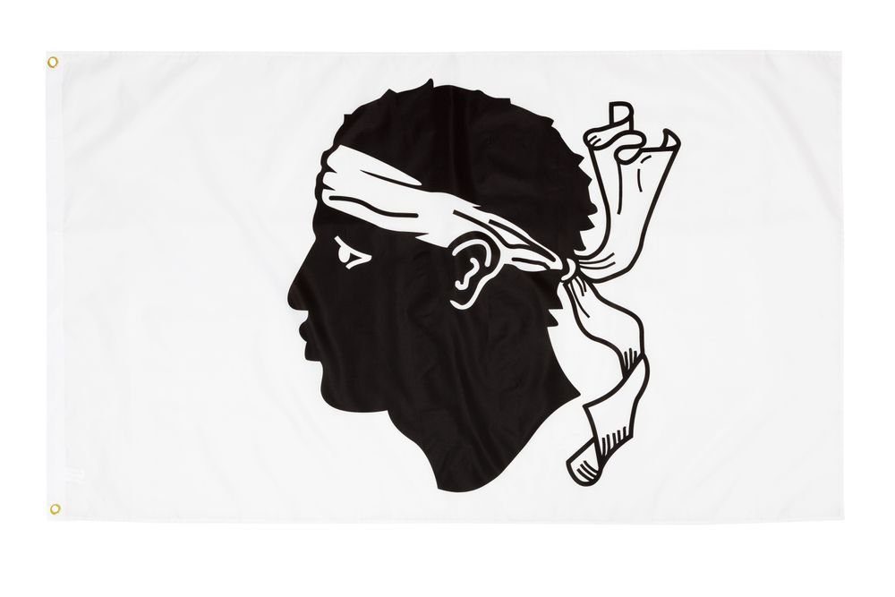 PHENO FLAGS Flagge Korsika Flagge 90 x 150 cm Korsische Fahne Frankreich (Hissflagge für Fahnenmast), Inkl. 2 Messing Ösen