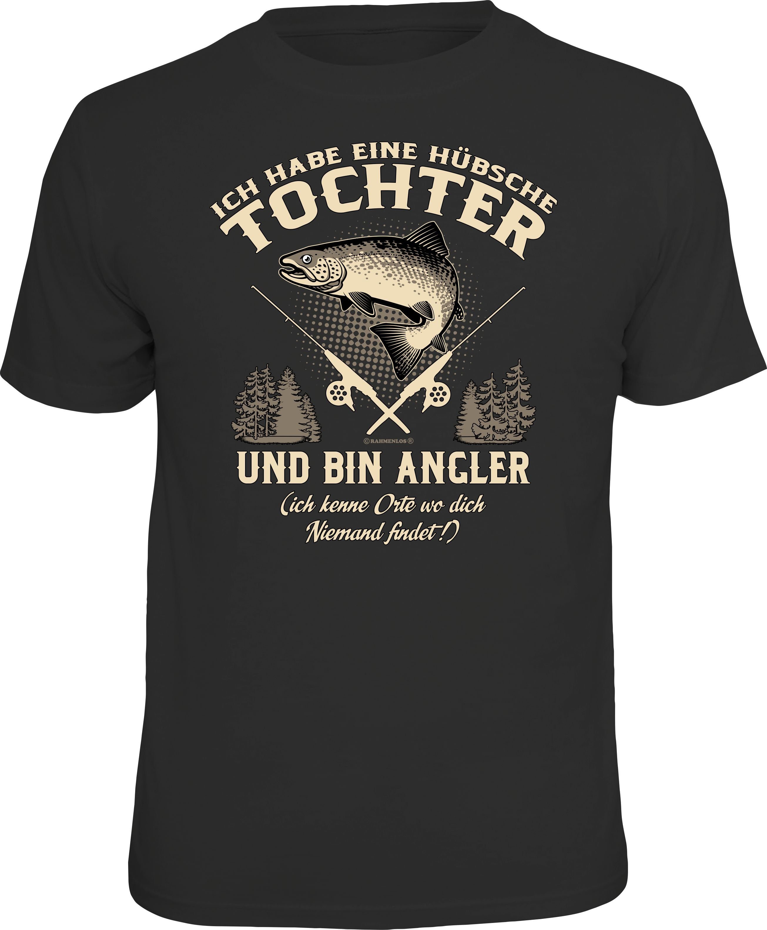 Rahmenlos T-Shirt Das Geschenk für besorgte Väter/Angler "Habe hübsche Tochter"