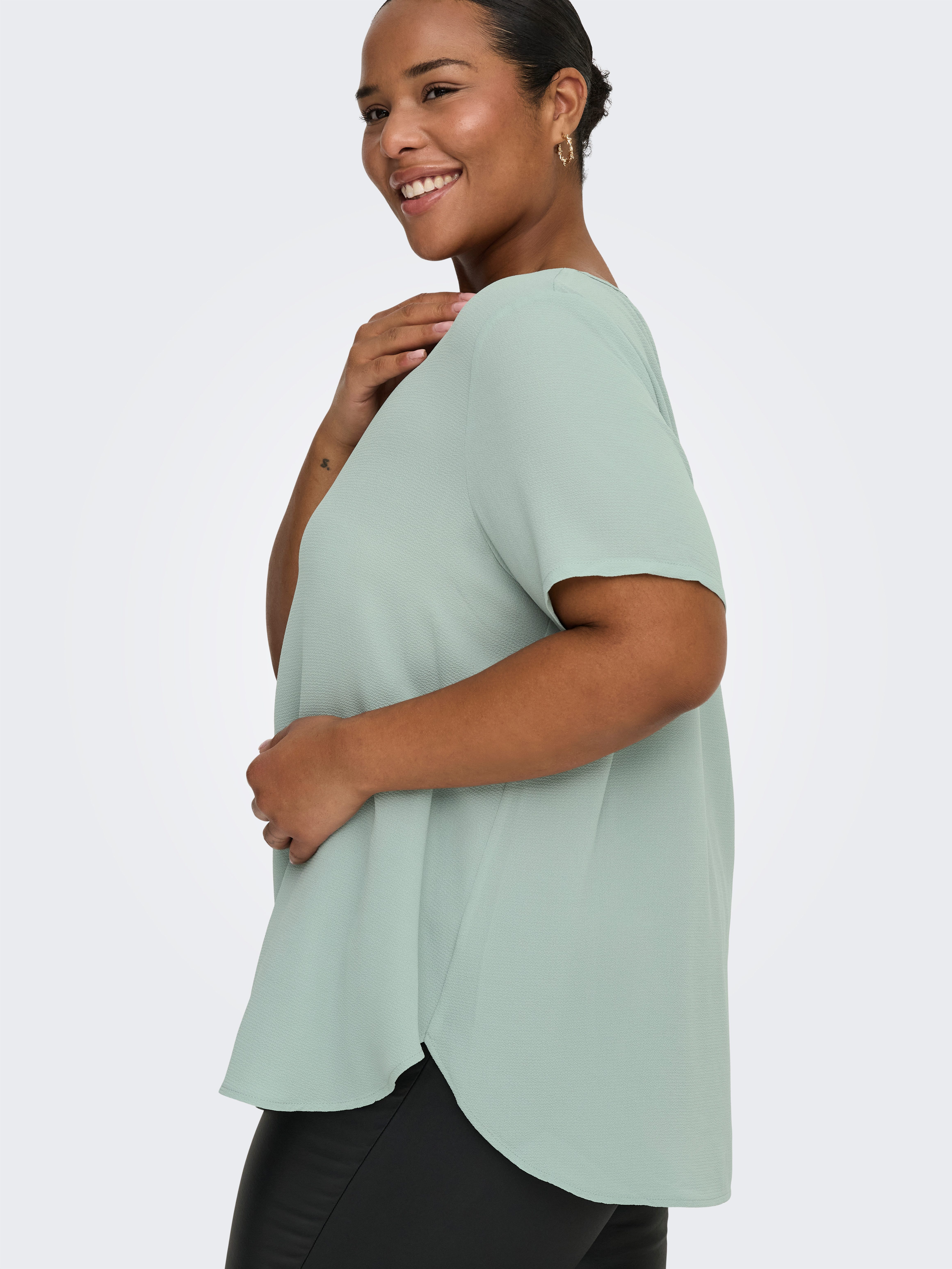 ONLY CARMAKOMA Shirtbluse CARVICA SS TOP WVN NOOS Materialmix, regular fit