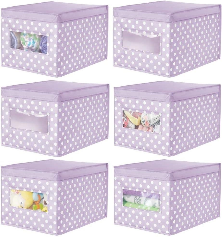 mDesign Aufbewahrungssystem Aufbewahrungsbox Stoffbox mDesign Deckel + Sichtfenster 6er Set viol