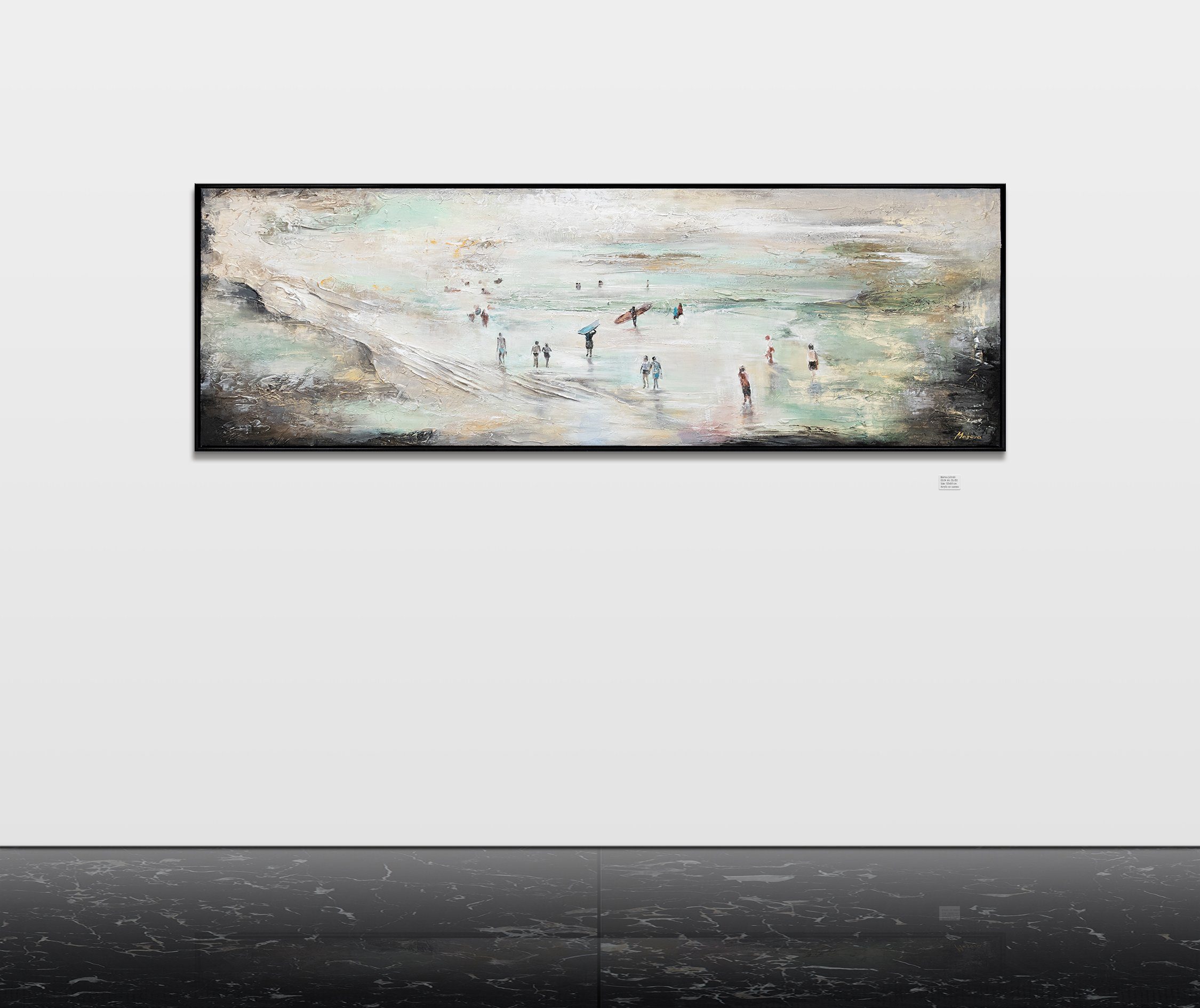 Wellen Gemälde Wasser Meer mit Rahmen Surfen Handgemalt Wellenreiten, Leinwand YS-Art Bild