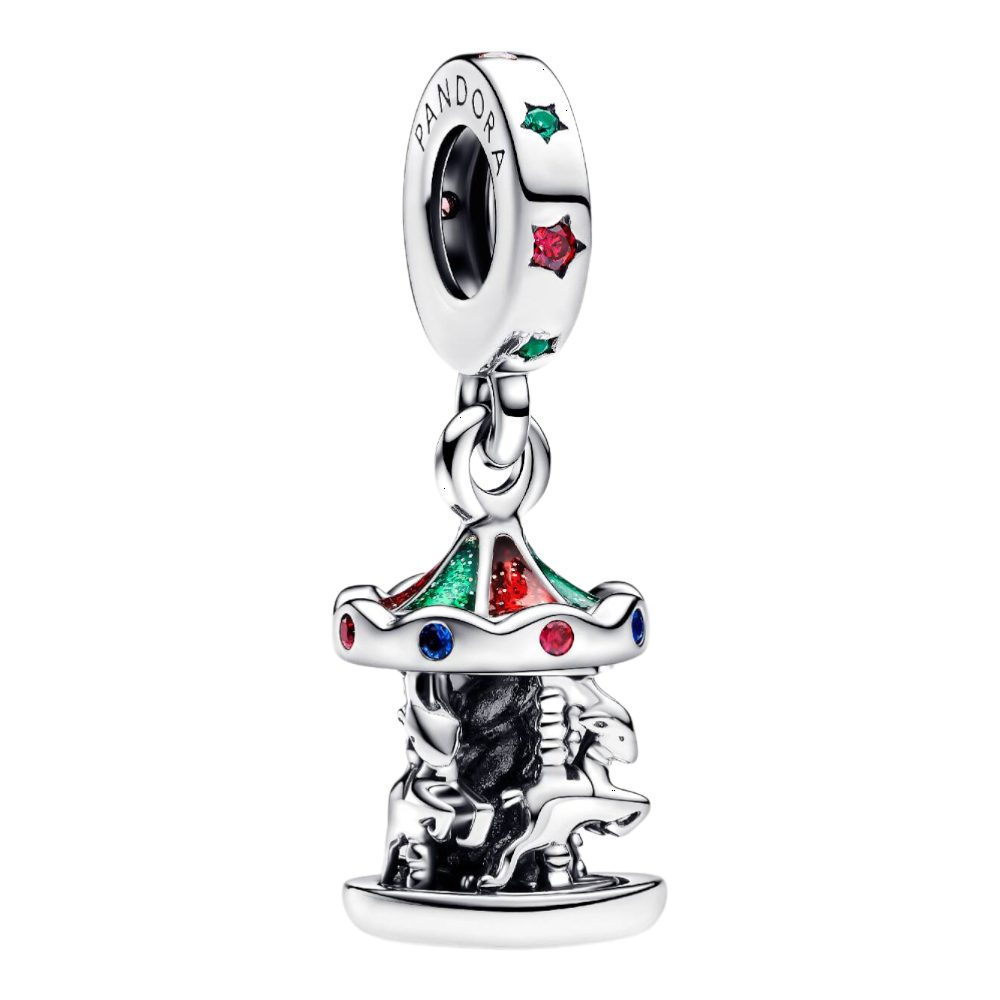 Pandora Charm-Einhänger 793586C01, Karussell, Emaille, Kristalle, Weihnachten