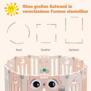 COSTWAY Laufgitter Baby Schutzgitter, mit Tür & Spielzeugboard