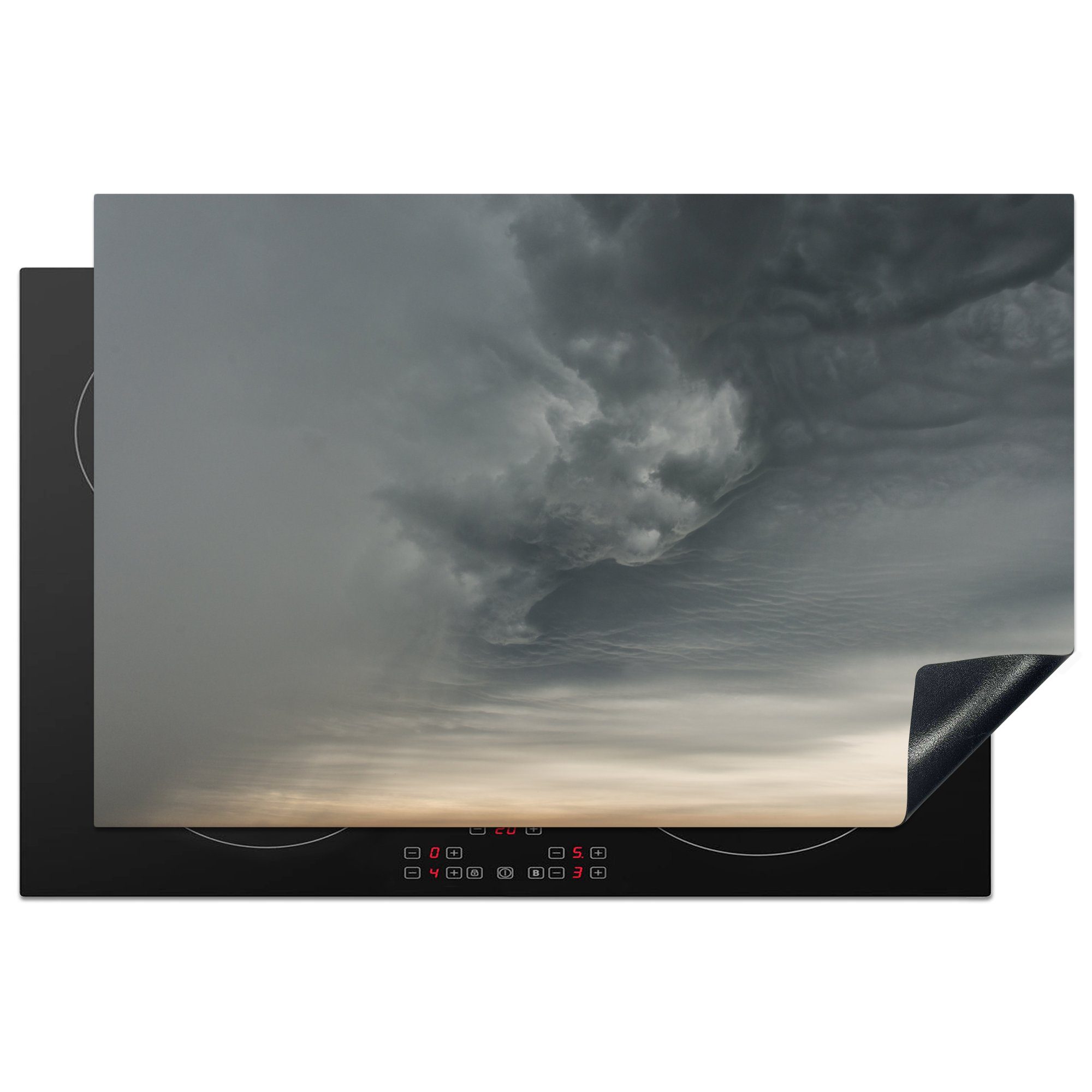 MuchoWow Herdblende-/Abdeckplatte Gewitterwolken ziehen auf, Vinyl, (1 tlg), 81x52 cm, Induktionskochfeld Schutz für die küche, Ceranfeldabdeckung