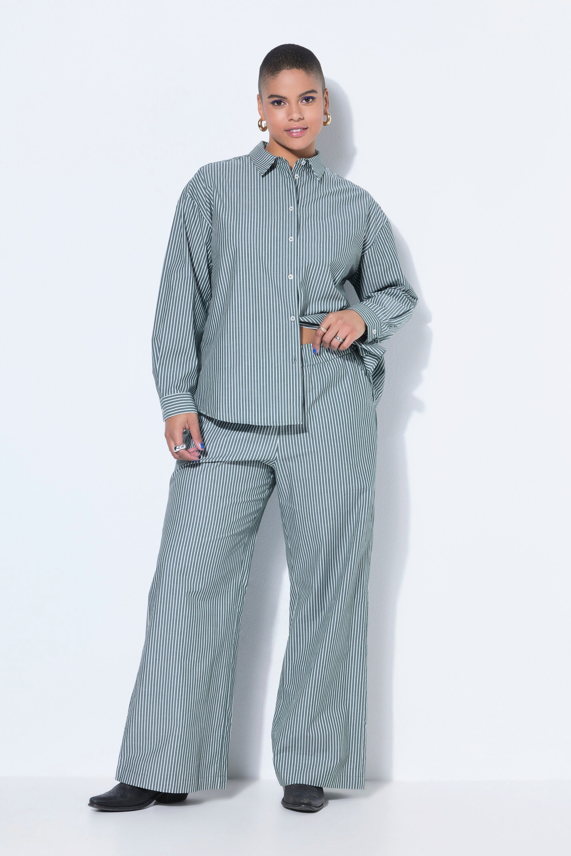 Studio Untold Schlupfhose Hose Wide Legs Streifen Patch Elastikbund