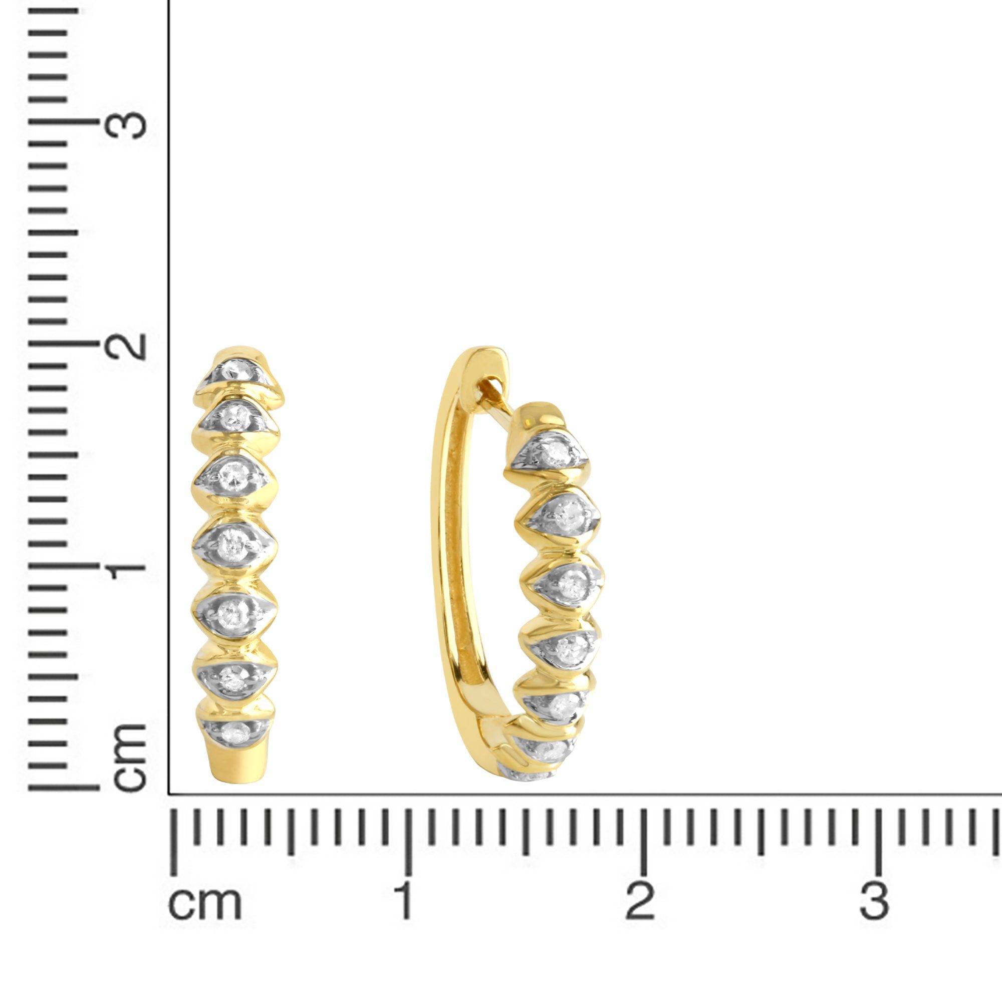Diamonds by Ellen K. Paar Creolen Gold 375 zweifarbig mit 14x Diamant zus. 0,10ct.