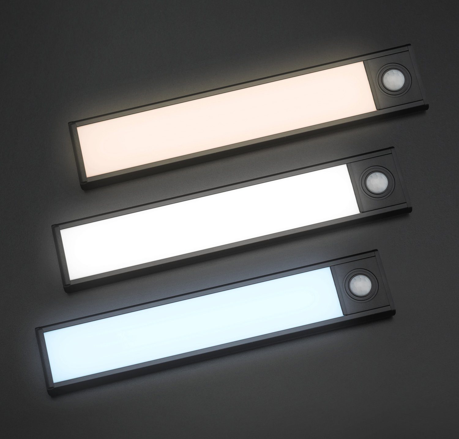 Set Lichtleiste Schranklicht USB 2er LED schwarz 20cm wiederaufladbar PRECORN Schrankleuchte