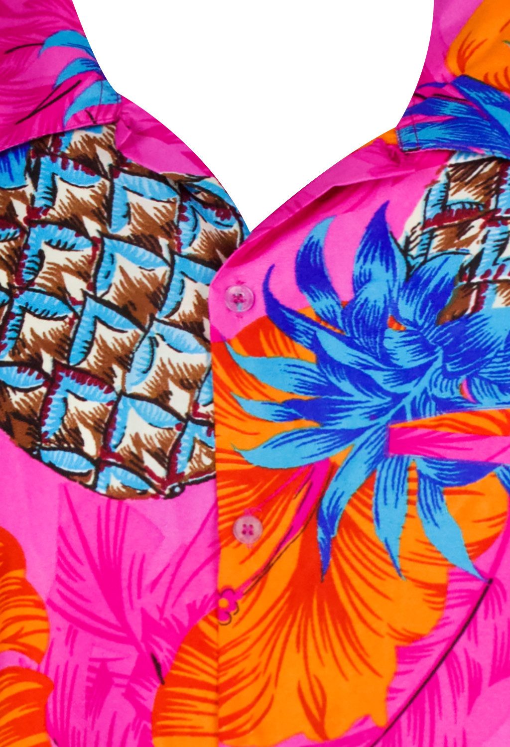 King Kameha Hawaiihemd Pineapple Hibiscus Funky Hawaii-Hemd Kurzarm Front-Tasche Unisex