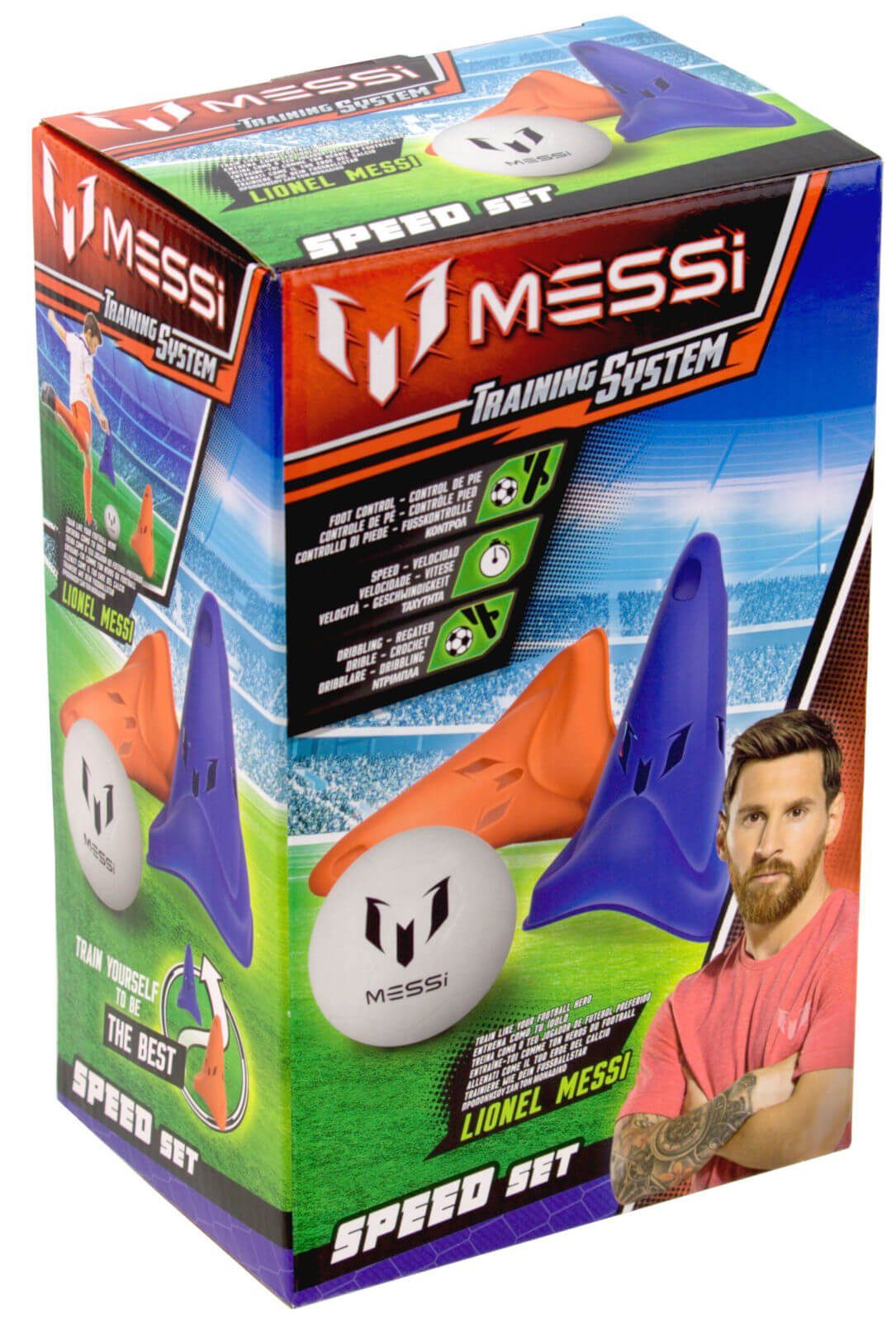 Speed System Ball Fußball Messi und mit Pylonen Fußballtor Training