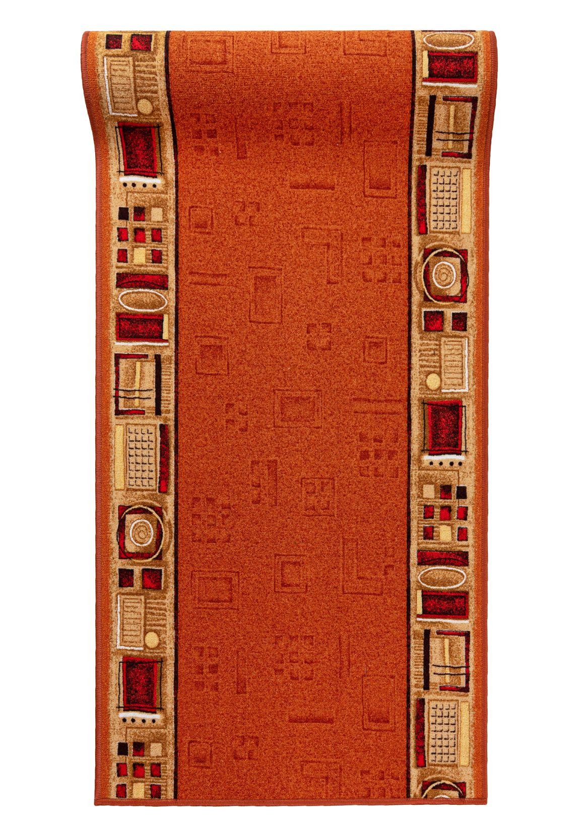 Mazovia Läufer Retro Bordüre Orange Flur, Schlafzimmer, Diele, Fußbodenheizung