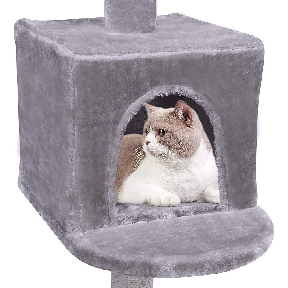 Melko Kratzbaum Kratzbaum Katzenbaum Kletterbaum 131cm Hellgrau Anti-Kipp-Beschläge, Anti-Kipp-Beschläge