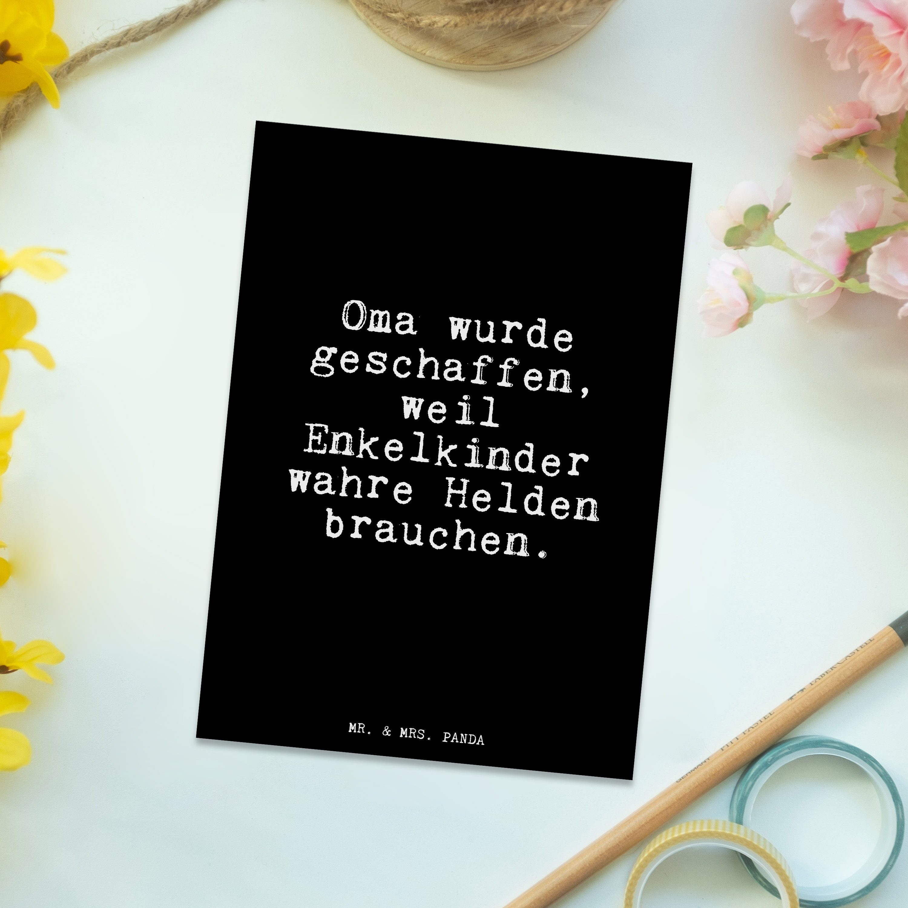 Mr. & Mrs. Panda Postkarte - Enkel Geschenk, wurde Schwarz geschaffen, Oma weil... - Großeltern