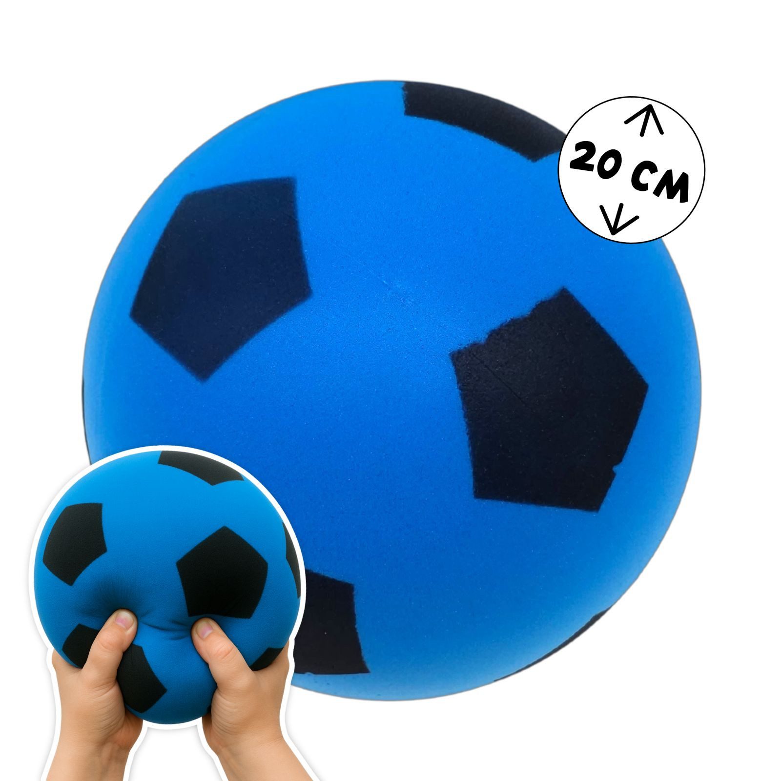 alldoro Softball Schaumstoff-Ball blau Ø 20 cm, weicher Soft-Fußball für Kinder, Sicherer Kinderball für drinnen & draußen, geeignet ab 0 Jahren