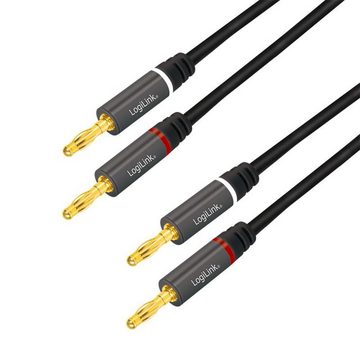 LogiLink CA1210 Audio-Kabel, Bananenstecker, Bananenstecker (300 cm), Lautsprecherkabel, 2x2 Stecker, Nylon, schwarz, 2x2,5mm²