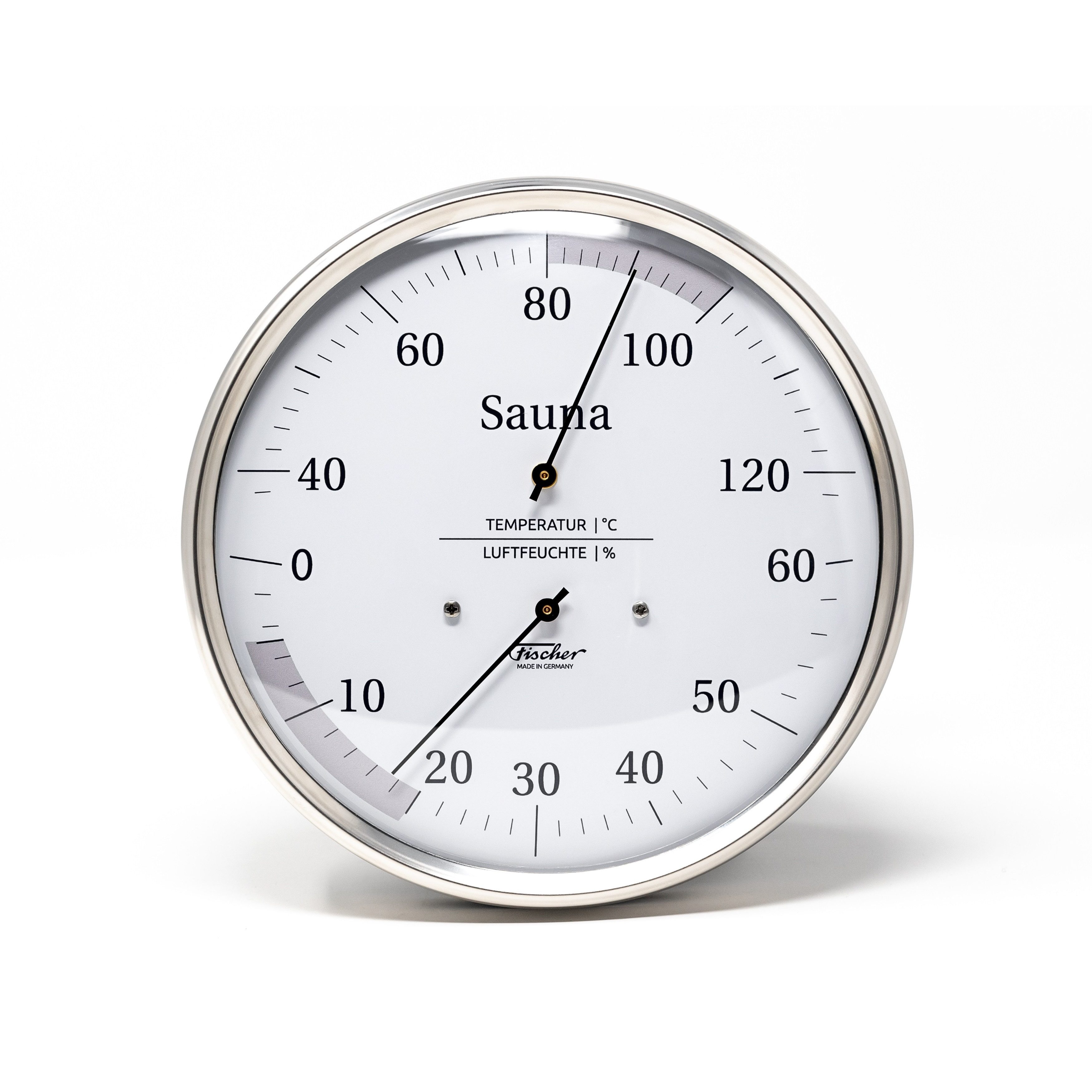Fischer Klimamesser Fischer 194.01 Sauna-Thermohygrometer 130 mm Edelstahl Made in Germany
