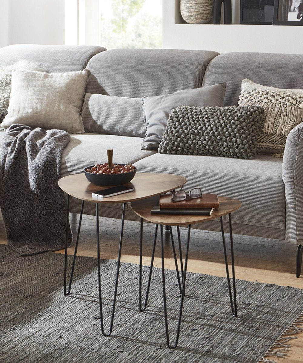 freiraum Beistelltisch 25856 (2er Set), (2er Set) in schwarz-eiche, MDF, Metall - 40x43x40 (BxHxT)