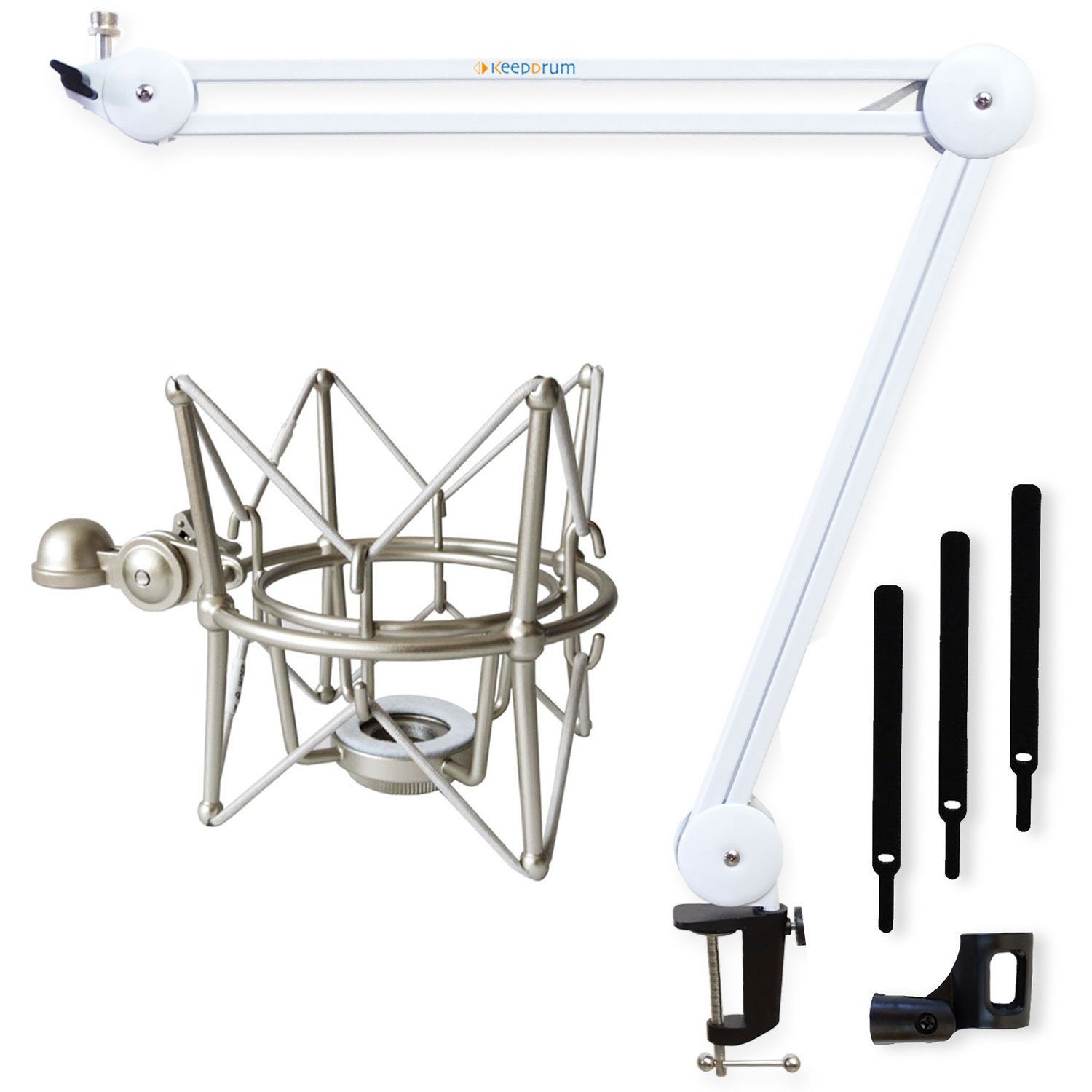 Mikrofonständer keepdrum MS138 Mikrofonarm Weiss + MS088 Spinne