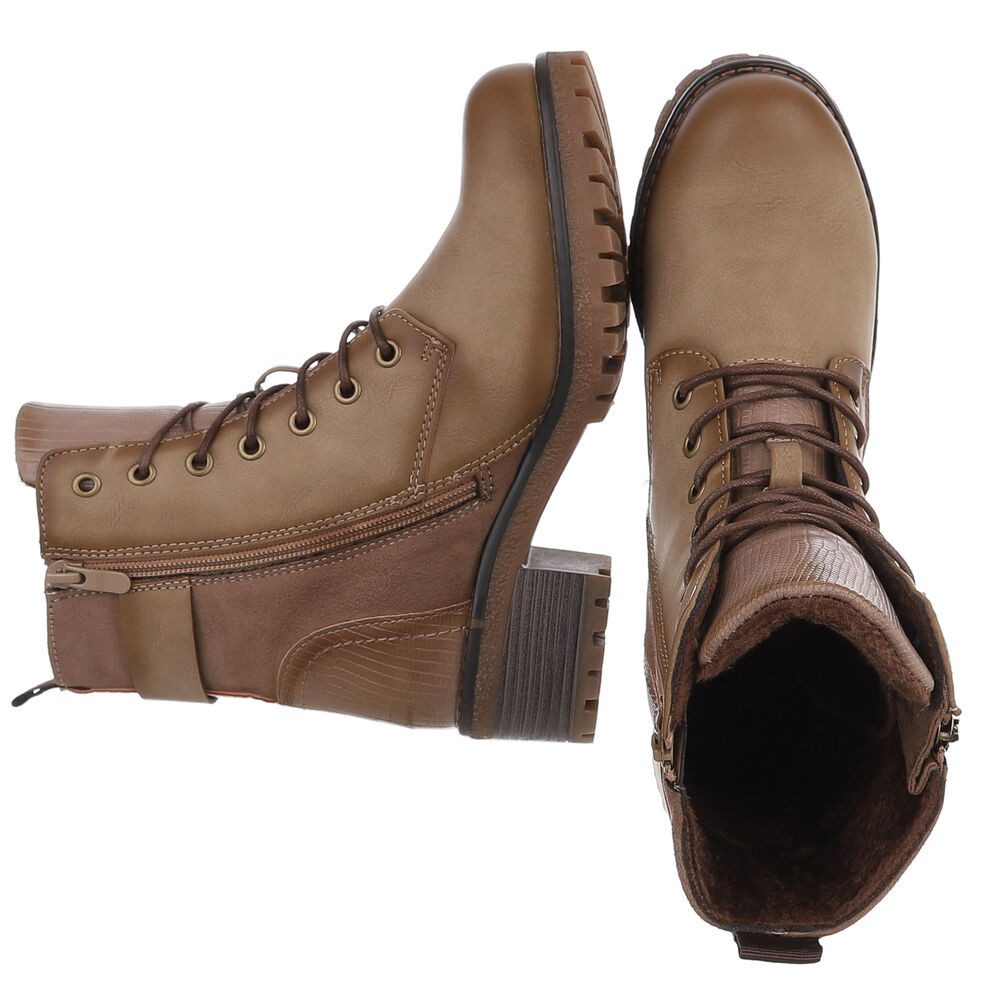 Ital-Design Damen Stiefel mit Reißverschluss und Schnürung Schnürstiefelett günstig online kaufen