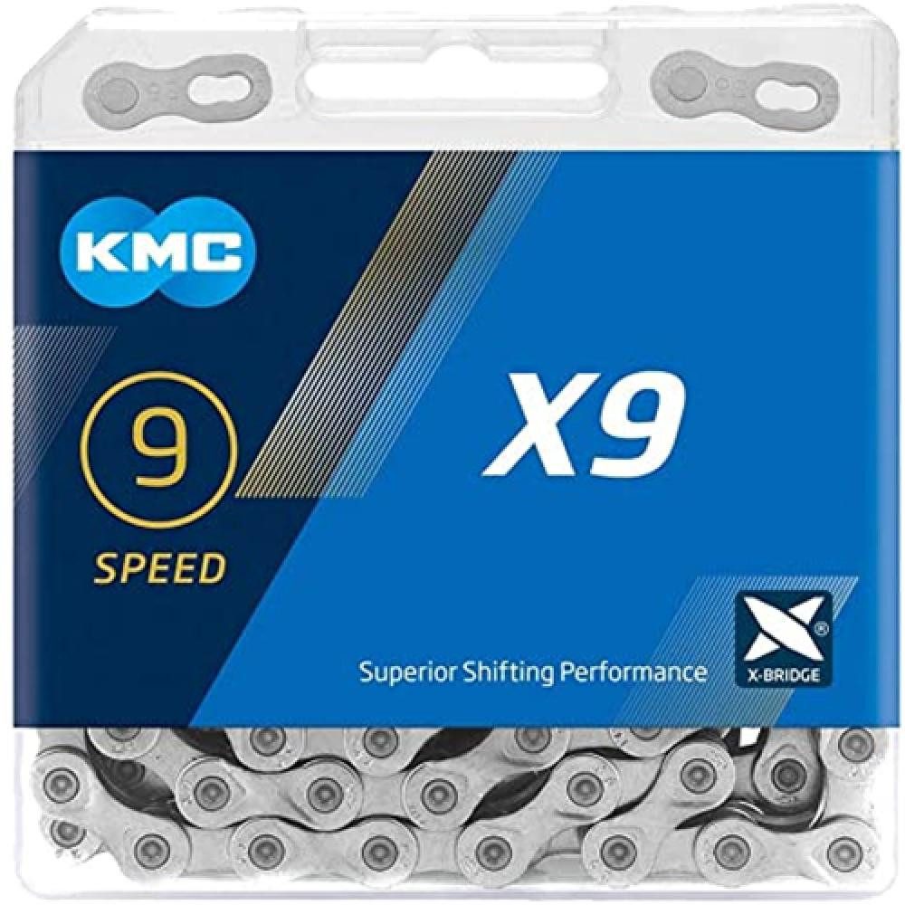 Fahrradkette KMC X9 9s Kette 114 Glieder silber - zuverlässige Schaltperformance in