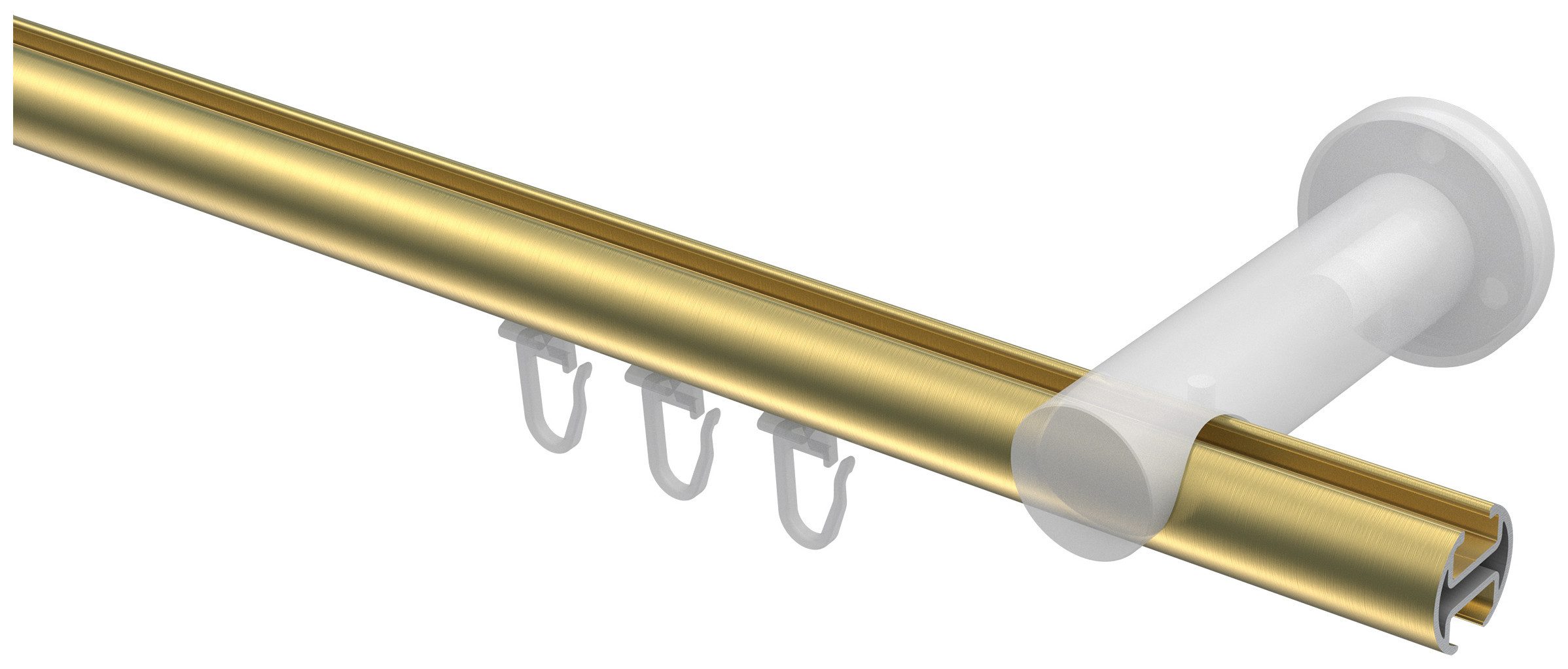 INTERDECO Innenlaufschiene Platon Samanto, Ø 20 mm, 1-läufig, Fixmaß, kürzbar, Wandmontage, Aluminium, Messing-Optik / Edelstahl-Optik / Bicolor