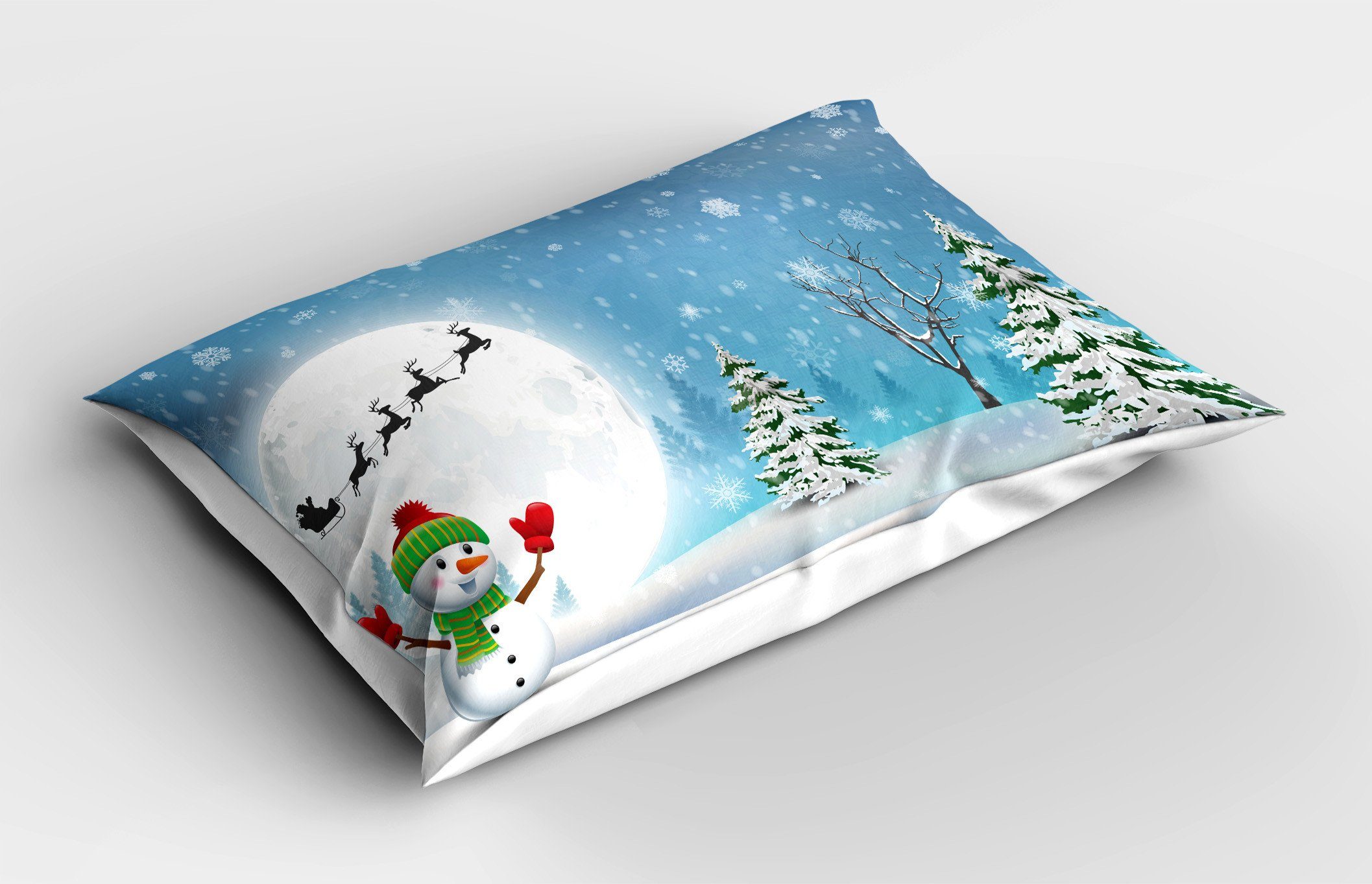 Size King (1 Dekorativer Weihnachten Kissenbezüge Gedruckter Snowman Standard Abakuhaus Stück), Weihnachts Jolly Kissenbezug,
