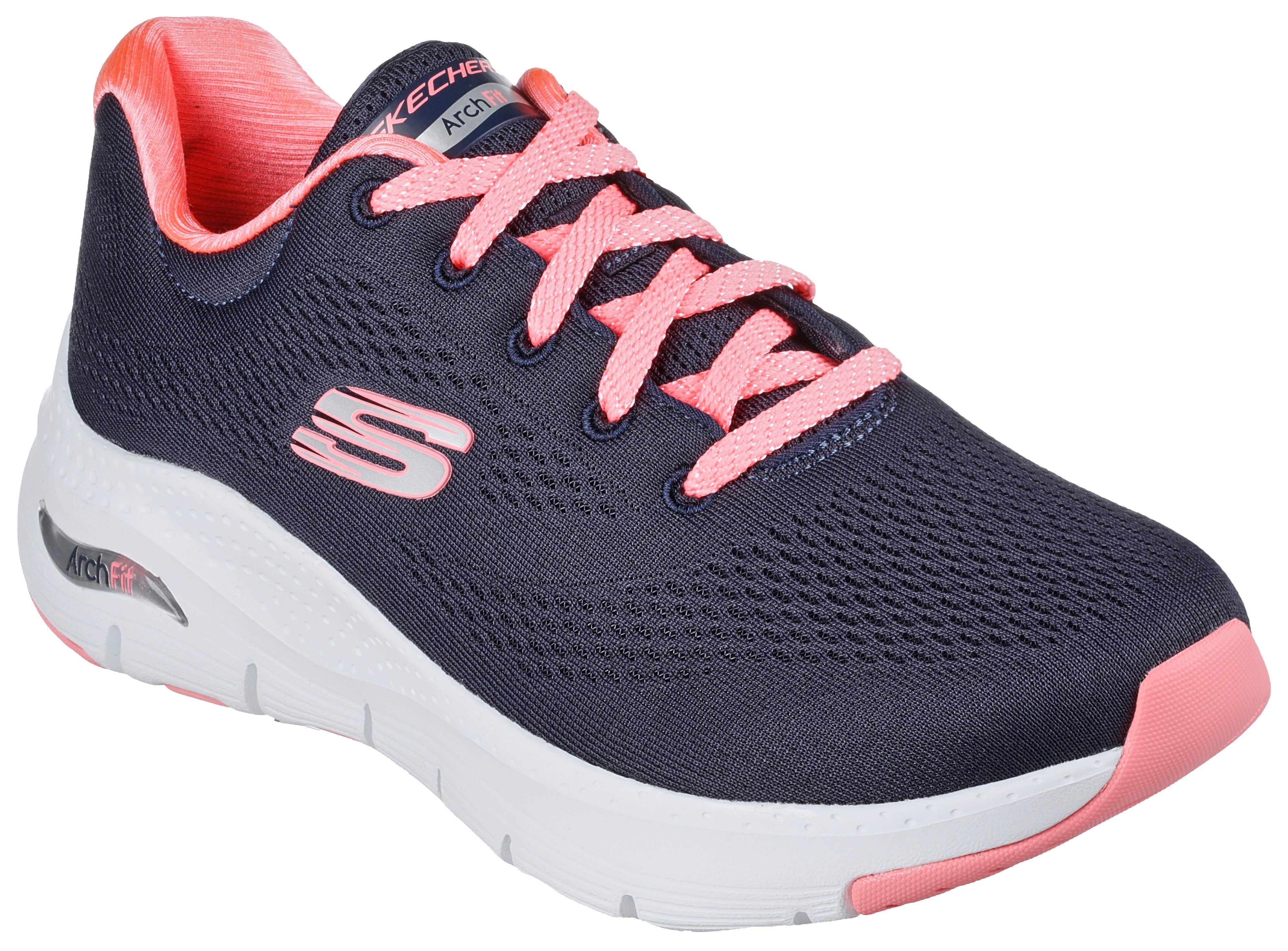 Skechers ARCH FIT Sneaker mit Logo-Emblem navy-koralle seitlichem