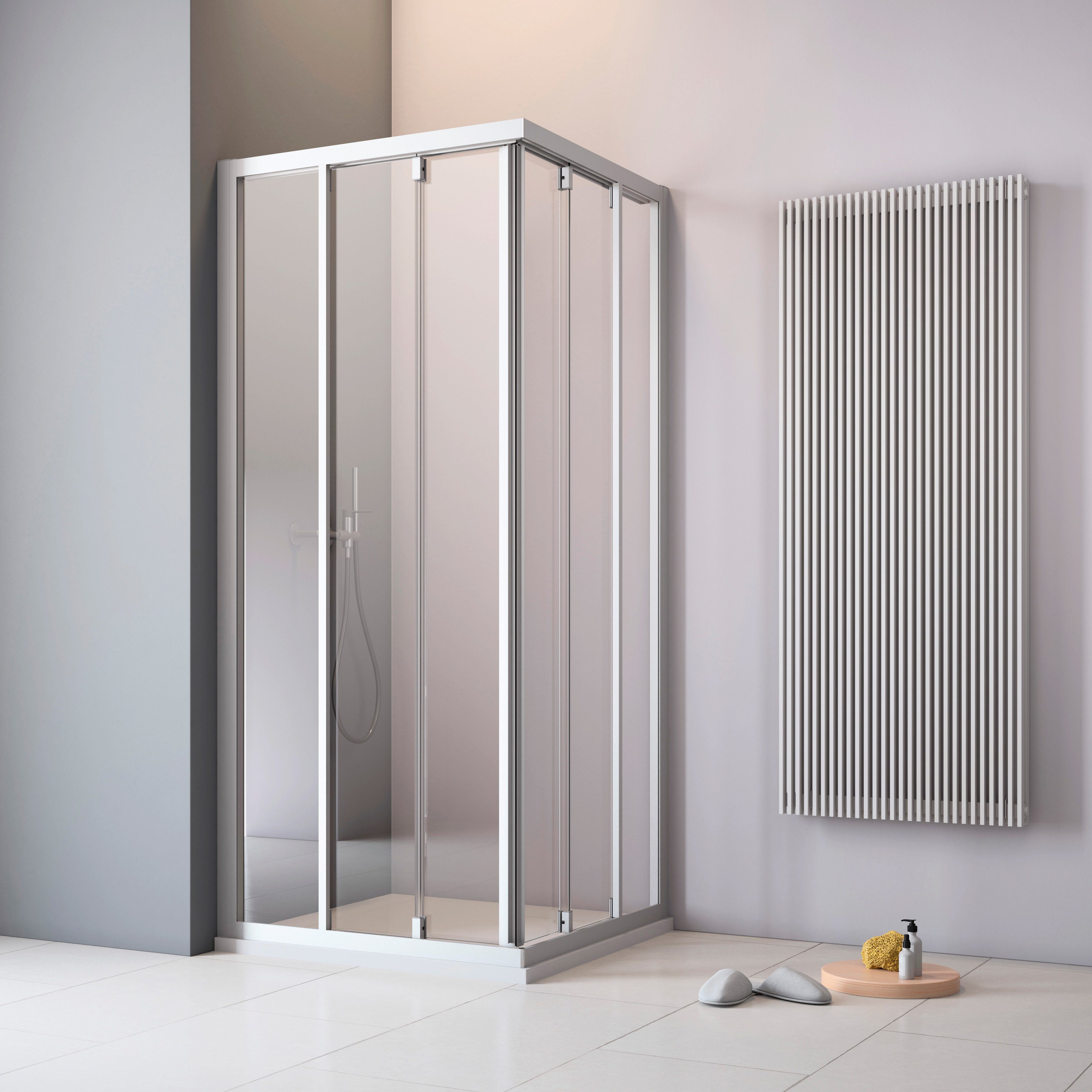 maw by GEO Eckdusche A-ES51, BxT: 90x90 cm, Einscheibensicherheitsglas, mit Schiebetür