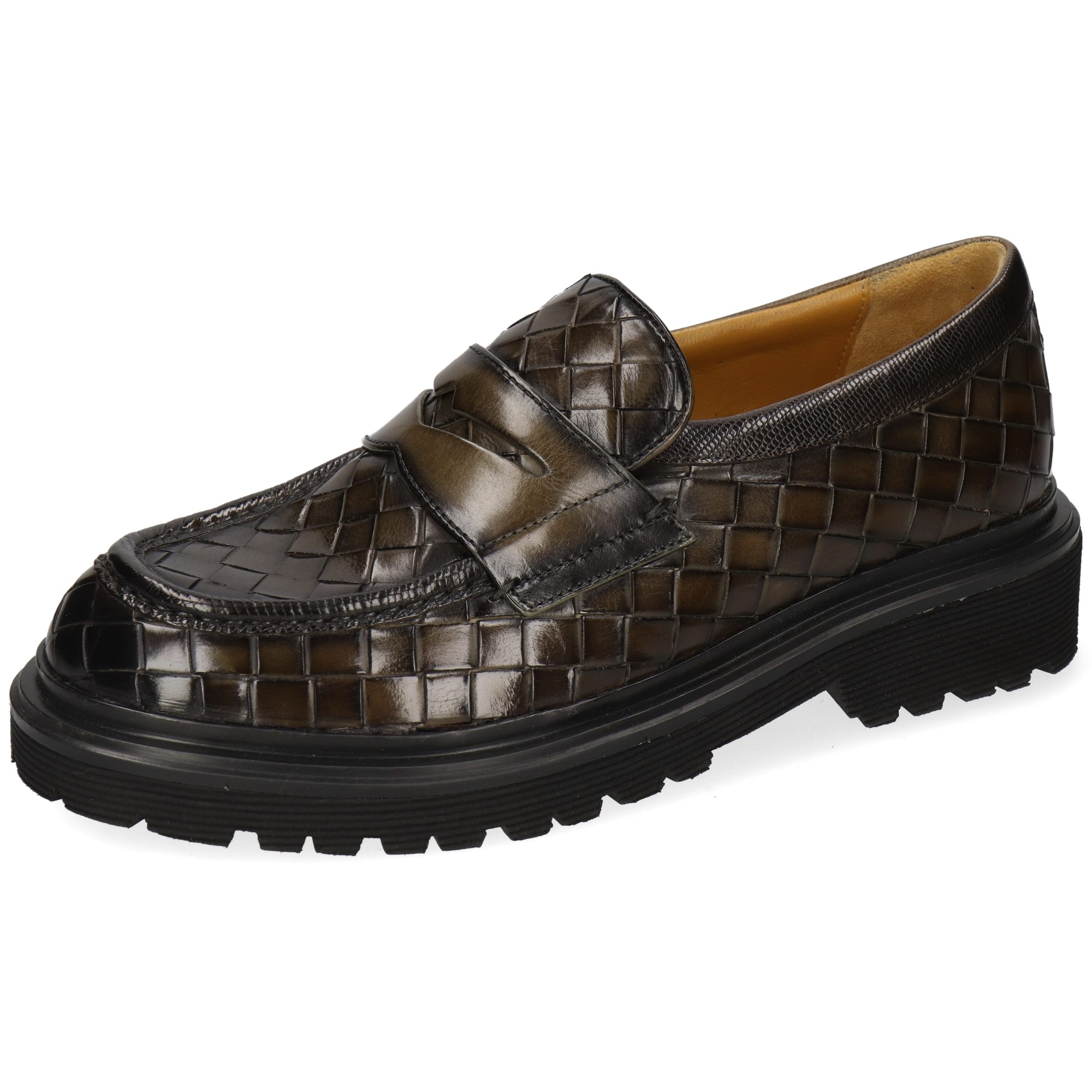Melvin & Hamilton Matteo 1 Leder-Geflochtene Schuhe für Herren Loafer Plateausohlen, Echtes Leder, Vegetabile Gerbung, Von Hand geflochten