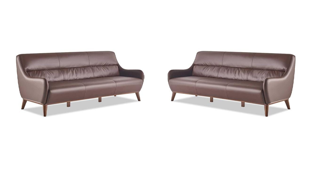 JVmoebel 3-Sitzer Elegantes Leder-Sofa in klassischem Braun mit Holzgestell, Made in Europa