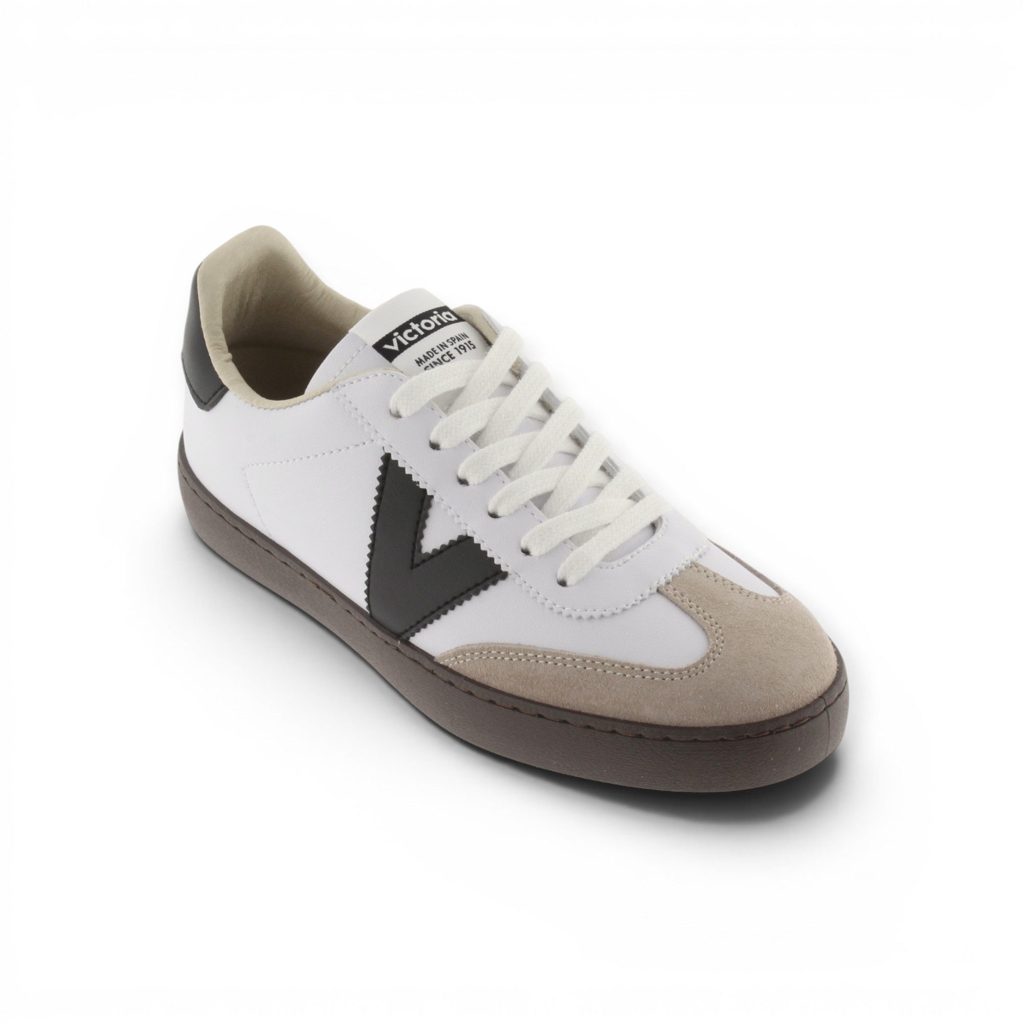 Victoria Barcelona Ciclista (Lederoptik/Kontrast) - weiss/braun/schwarz Sneaker