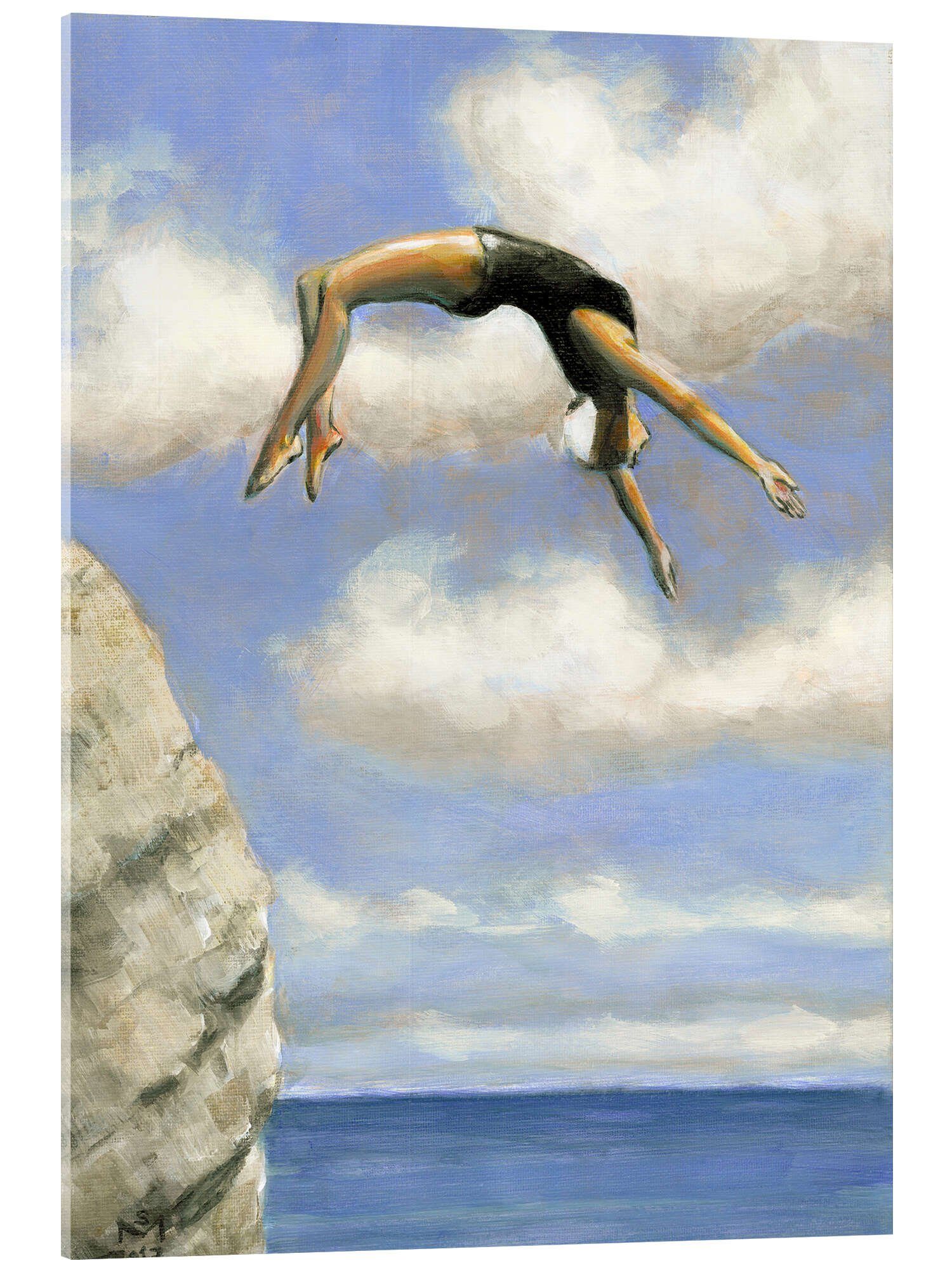 Posterlounge Acrylglasbild Sarah Morrissette, Kunstspringen vom Felsen, Schlafzimmer Maritim Illustration