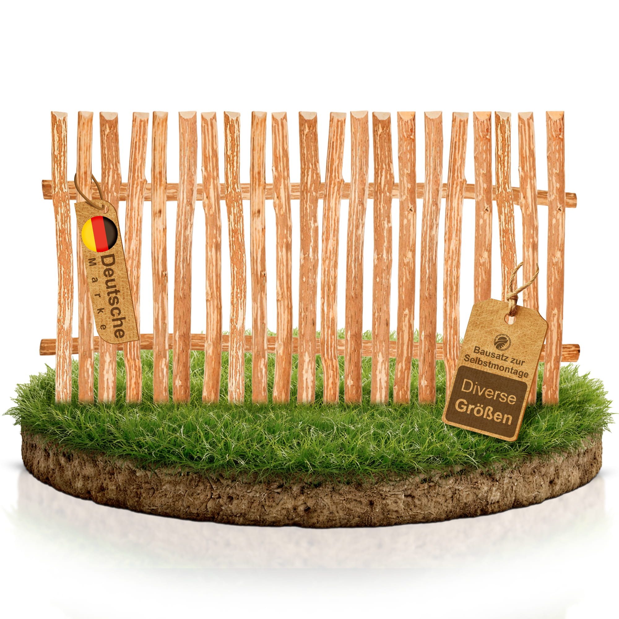 BooGardi Staketenzaun Gartenzaun Bausatz, (Höhe 50cm x Breite 90cm Lattenabstand 3-4cm), viele Größen Holzzaun Garten Lattenzaun Zaunfeld